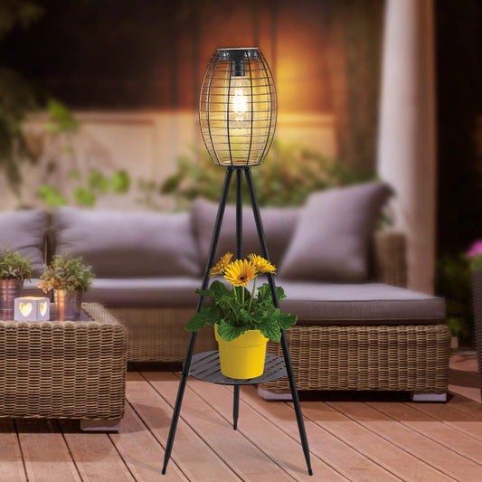 Metal Solar Floor Lamps Outdoor Lights, Waterproof Solar Lantern for Patio Deck Lawn Yard Garden Porch Decor
