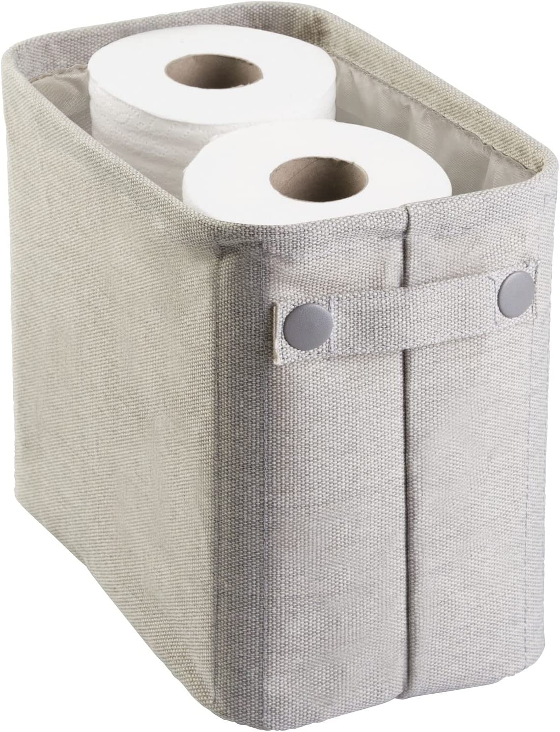 mDesign Soft Cotton Fabric Bathroom Storage Bin with Attached Handles - Organizer for Towels, Toilet Paper Rolls - for Back of Toilet, Cabinets, and Vanities - Espresso Brown