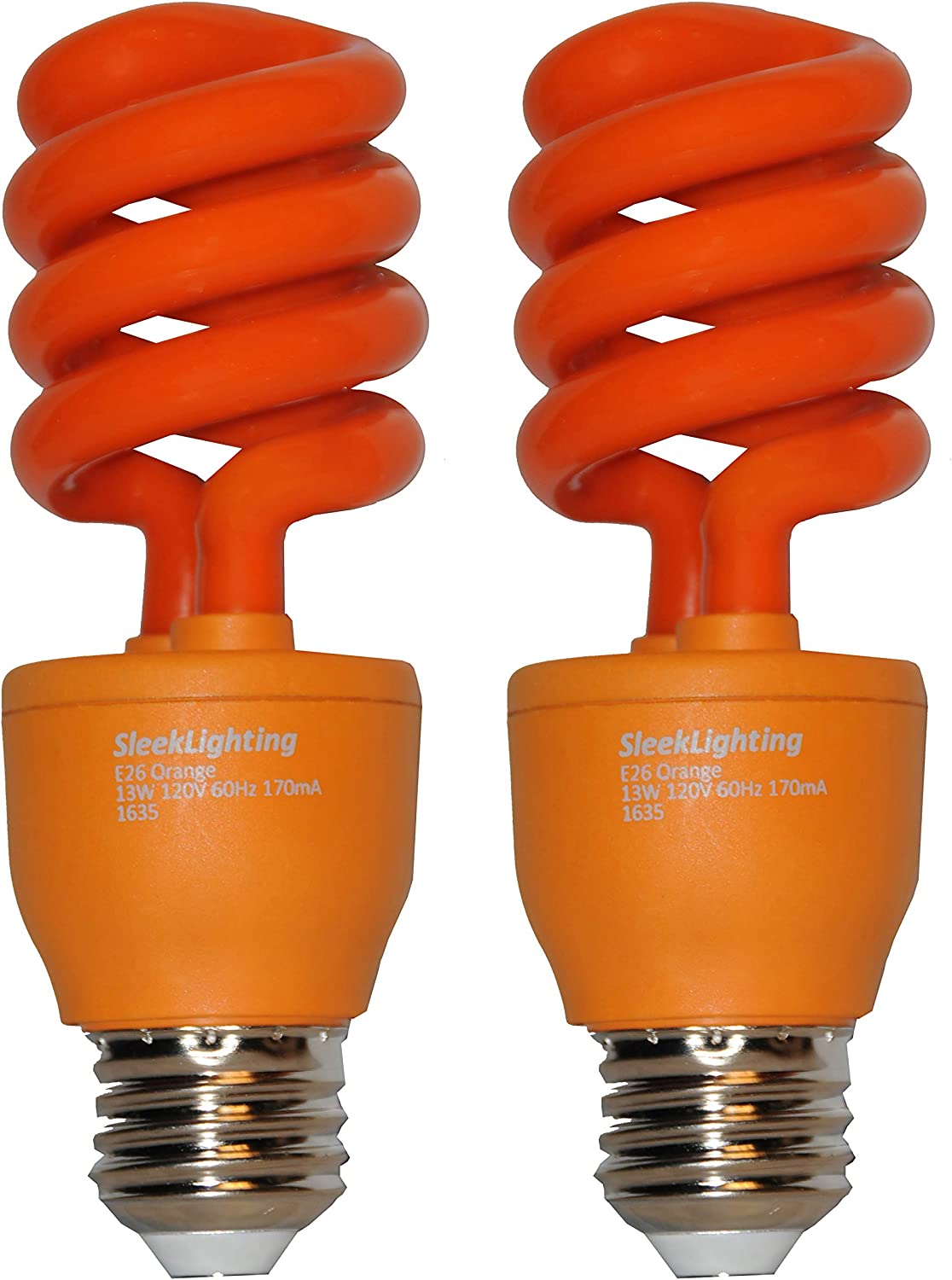 SleekLighting 13 Watt Red Bug Light Bulbs for Outdoor – General Purpose Spiral CFL Red Light Bulbs- UL Approved- Uses 13 Watts of Energy, 120 Volts, E26 Medium Base. (Pack of 2)