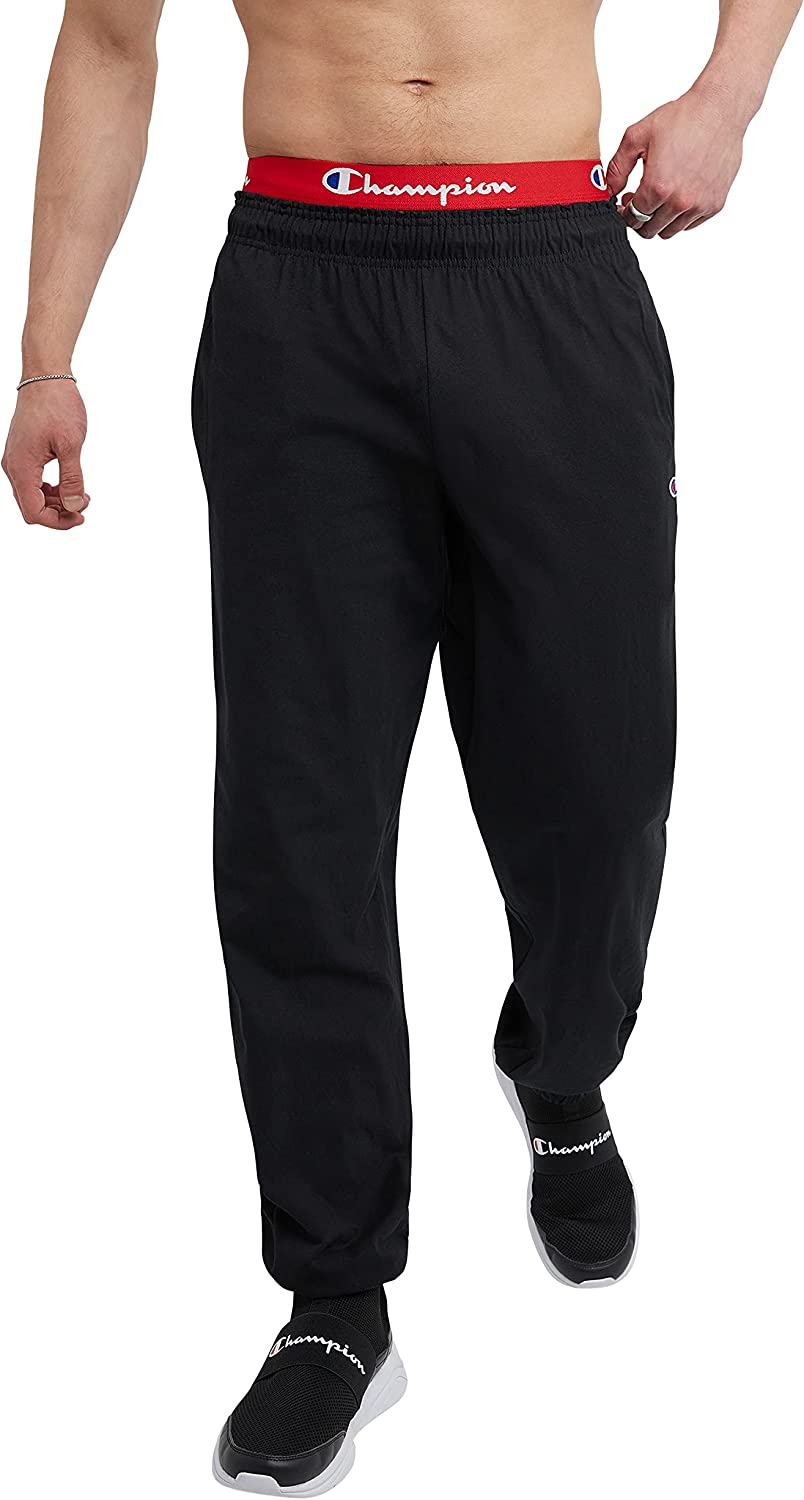 Men's Everyday Fitted Ankle Cotton Pants, 31.5" Inseam, Cotton Knit Pants Left Hip "C" Logo, Cotton Warm-Up Pants