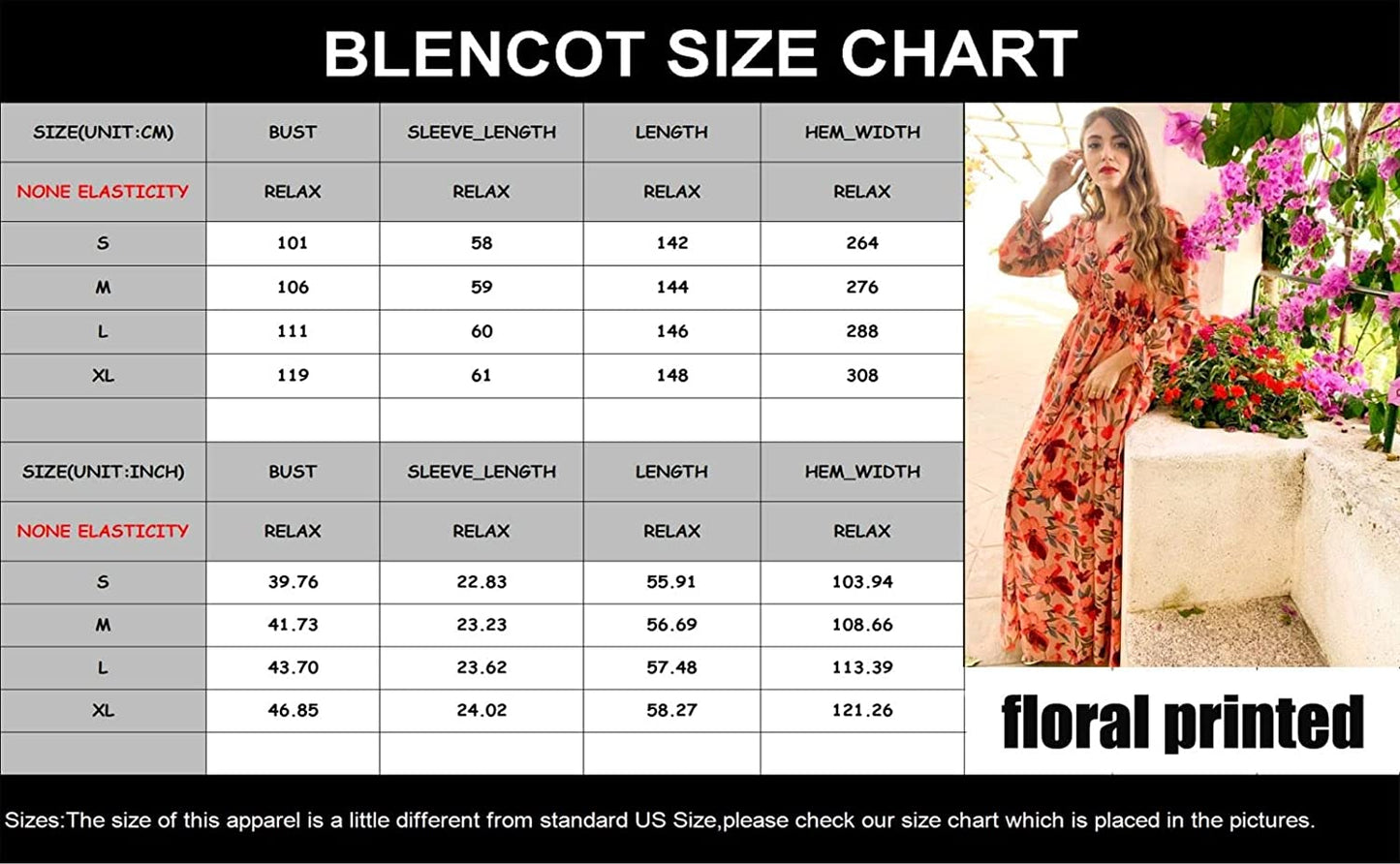 Womens Casual Floral Deep V Neck Long Sleeve Long Evening Dress Cocktail Party Maxi Wedding Dresses