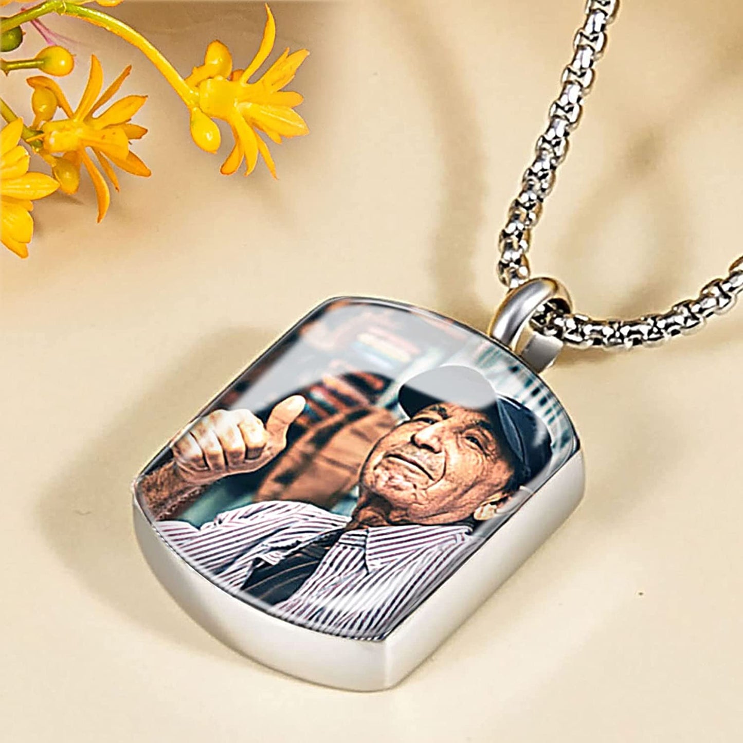 Personalized Custom Engraving Photo & Text Cremation Jewelry Urn Necklace for Ashes Keepsake Memorial Pendant