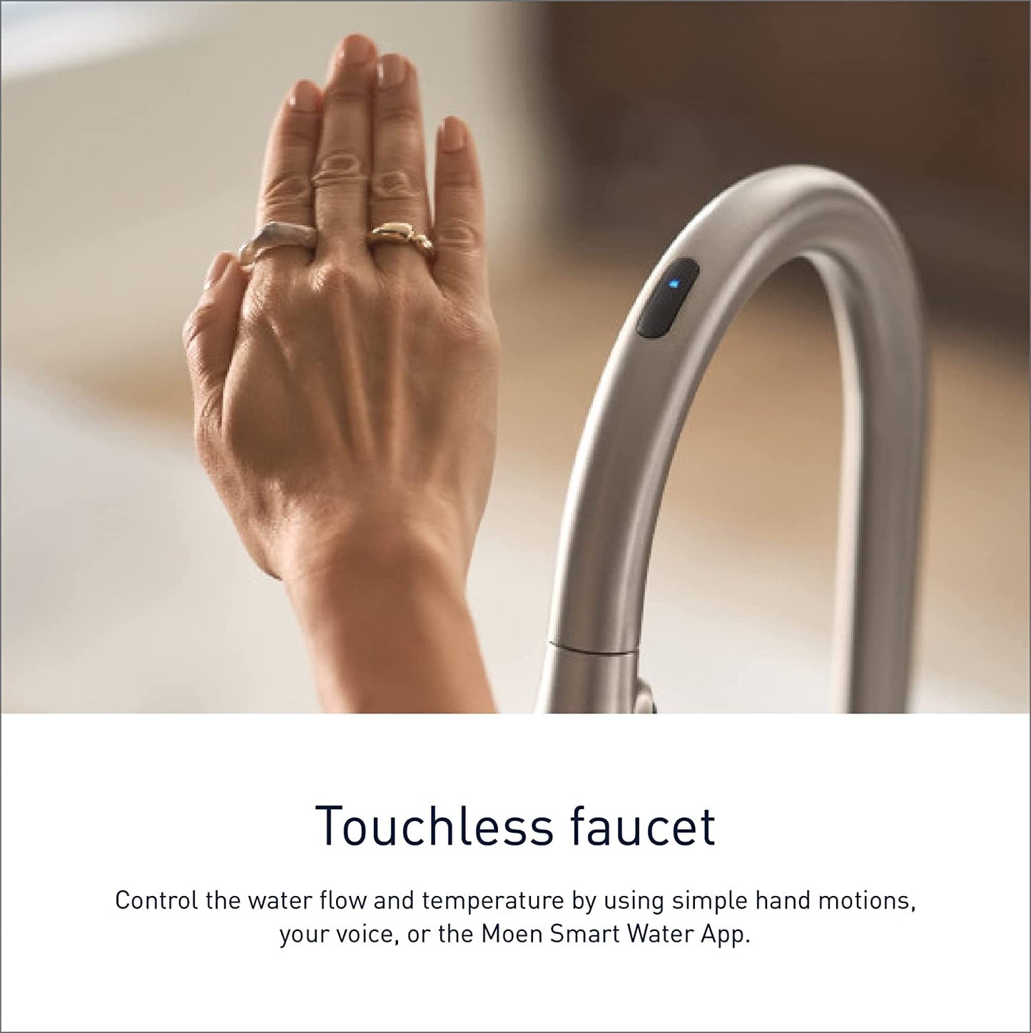 Moen 9126EVSRS Kurv Smart Touchless Pull Down Sprayer Kitchen Faucet with Voice Control and Power Boost, Spot Resist Stainless