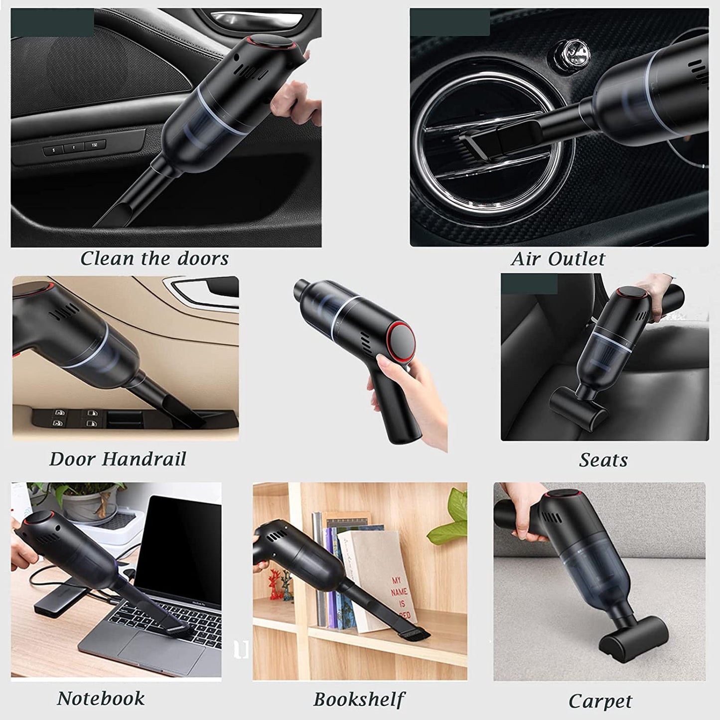 Cool Handheld Small Vacuum Cordless for Car-Home-Office Rechargeable Hand Vacuum, 120W/9000Pa Powerful Suction,Portable Dustbuster Mini Detailing and Cleaning Car Interior,Cleaning Brush&Storage Bag