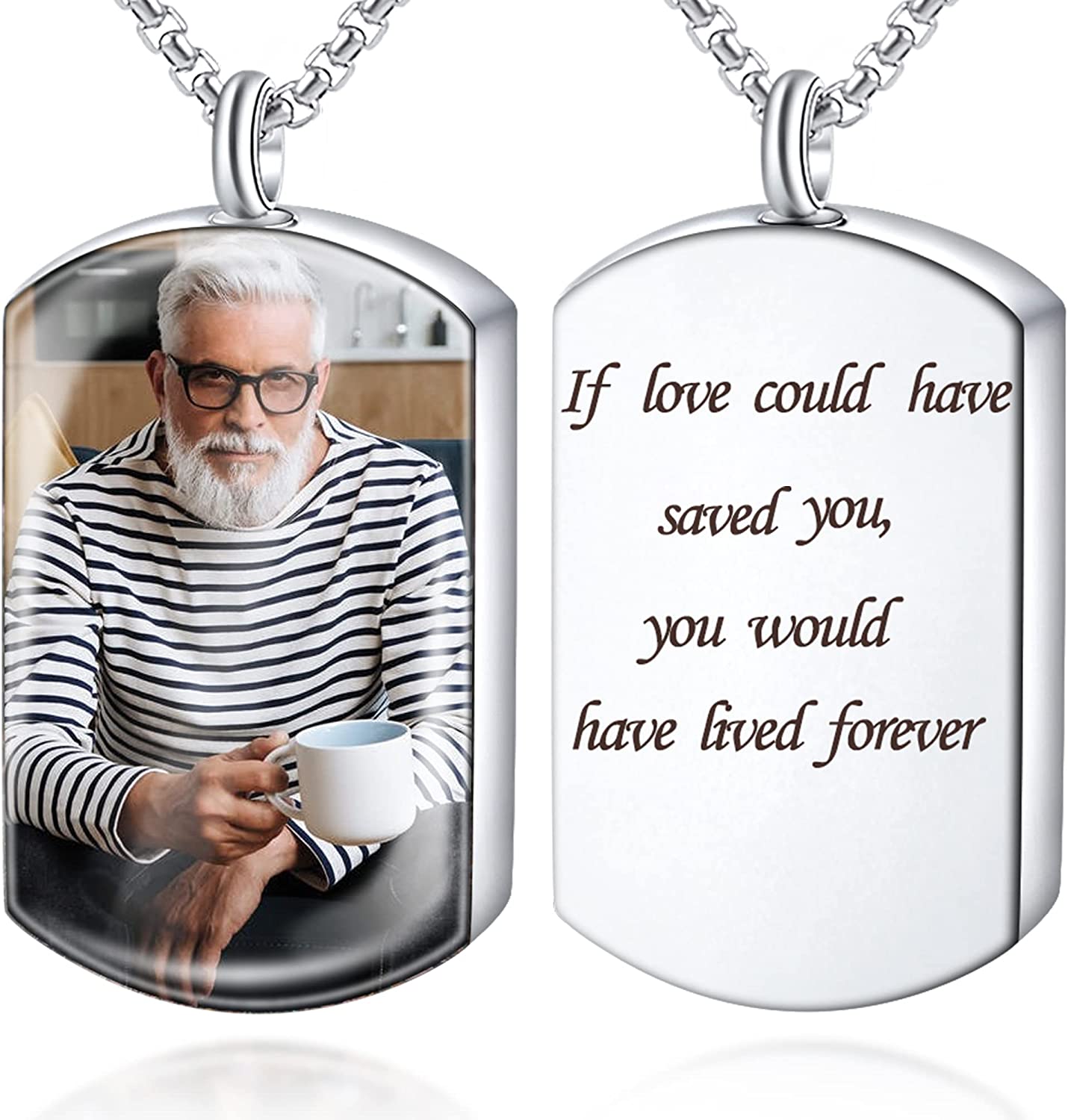 Personalized Custom Engraving Photo & Text Cremation Jewelry Urn Necklace for Ashes Keepsake Memorial Pendant