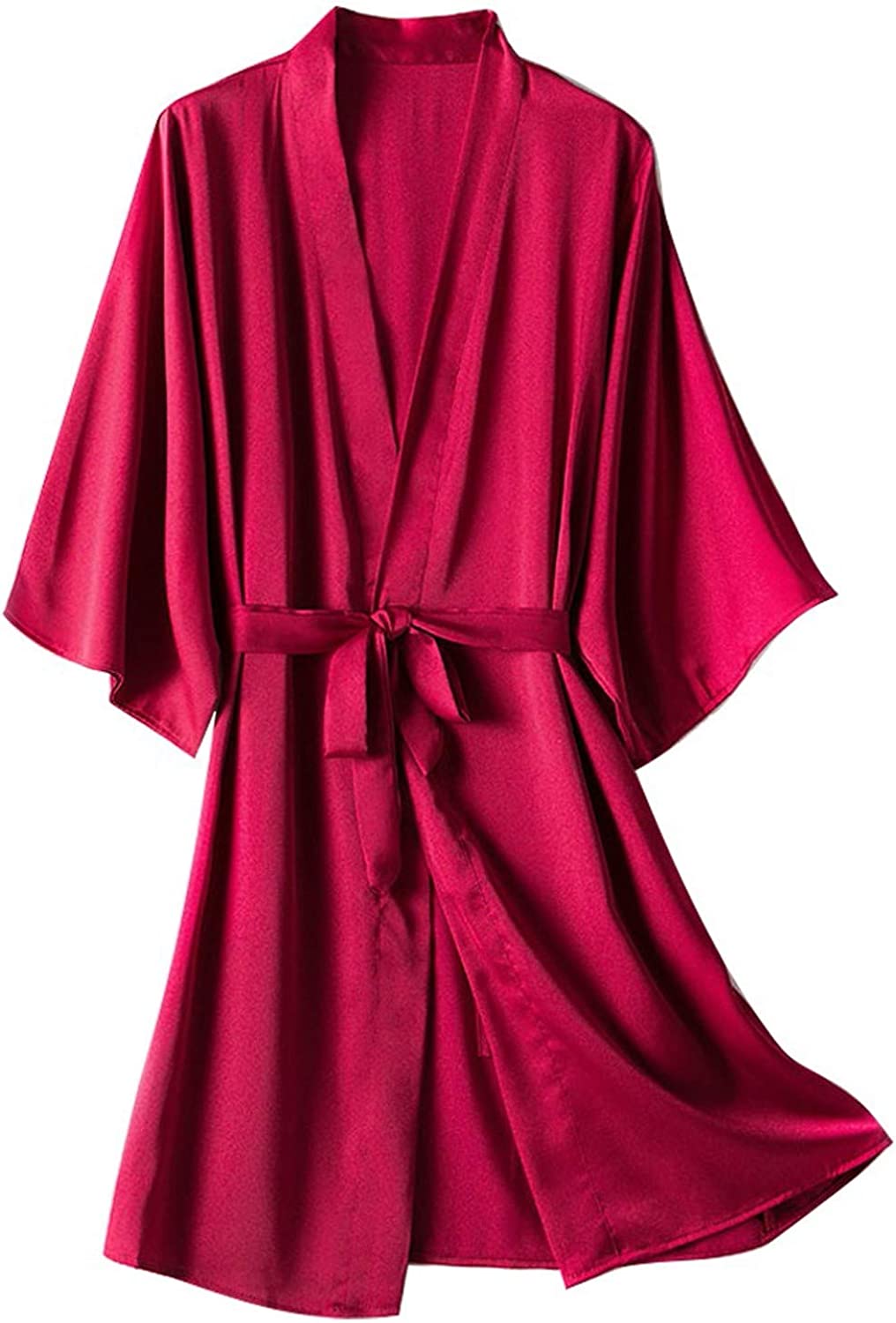 Womens Satin Kimono Robes Silk Short Bridesmaid Robe Lingerie Dressing Gown Bathrobe Nightgown Sleepwear