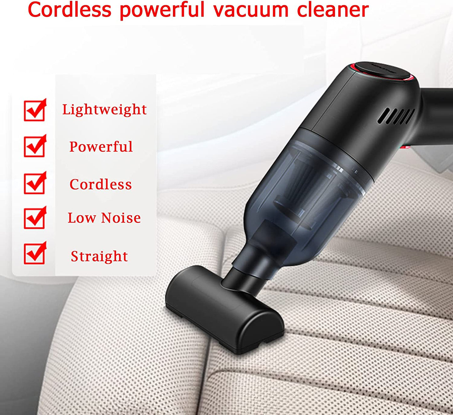 Cool Handheld Small Vacuum Cordless for Car-Home-Office Rechargeable Hand Vacuum, 120W/9000Pa Powerful Suction,Portable Dustbuster Mini Detailing and Cleaning Car Interior,Cleaning Brush&Storage Bag