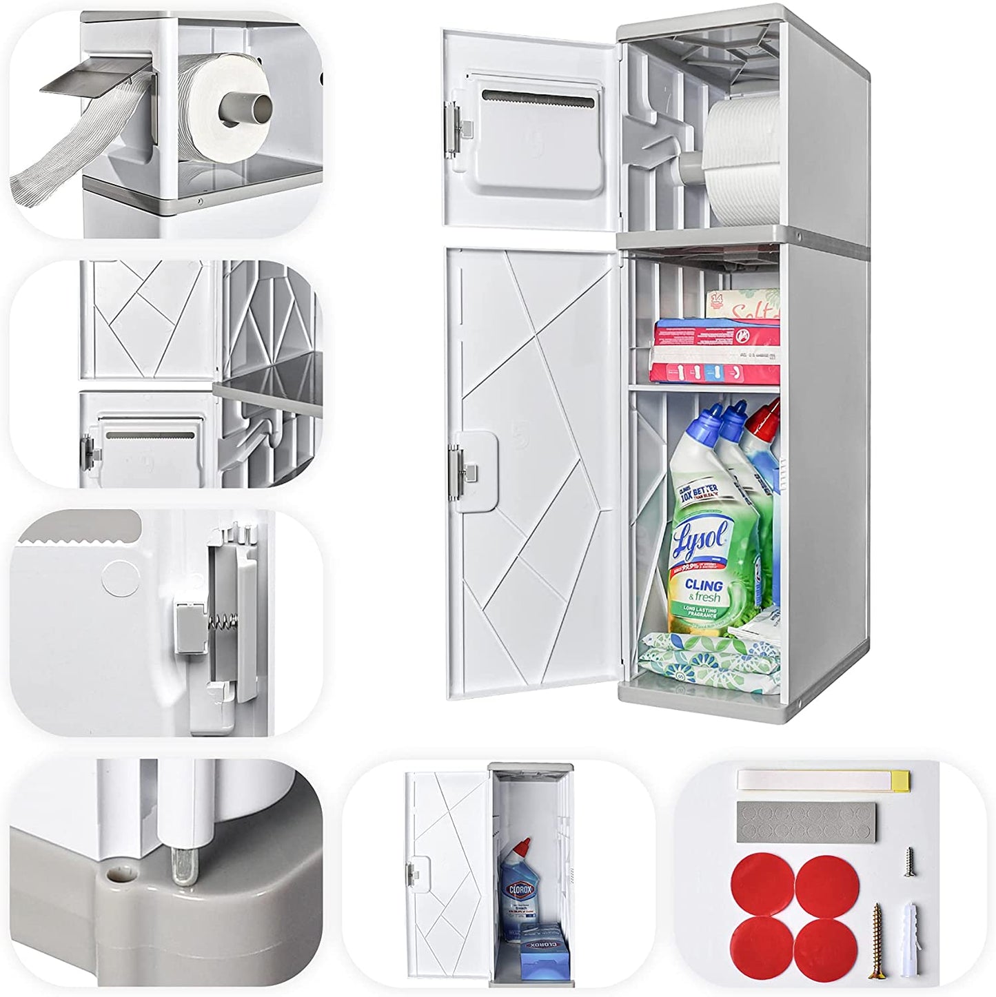 Toilet Paper Storage, Bathroom Storage Cabinet, Waterproof and Durabl (11.18” x 6.53” x 24.88”)