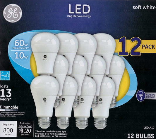 Soft White 60 Watt Replacement LED Light Bulbs, General Purpose, Dimmable Light Bulbs 12 Pack (Soft White, 12 Pack) (12)