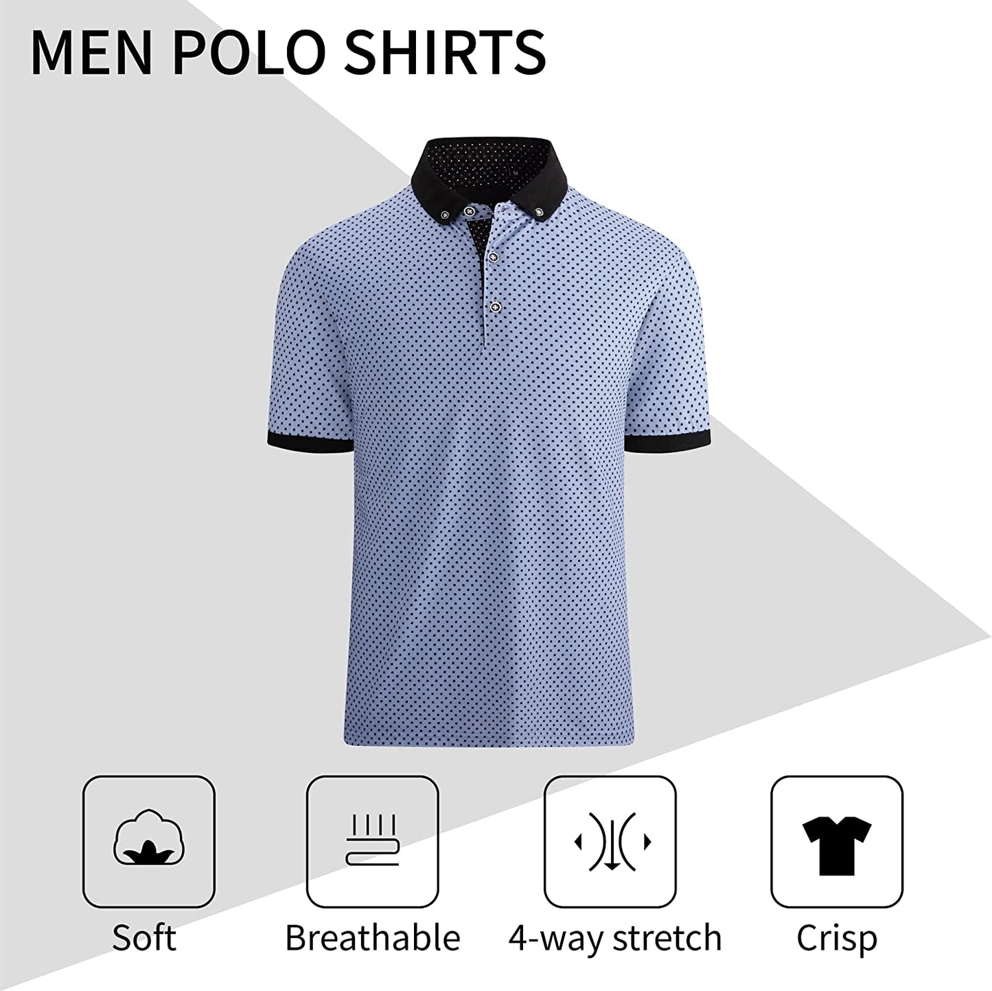 Mens Polo Shirts Short Sleeve Regular Fit Casual Fashion Classic Polo Shirts for Men