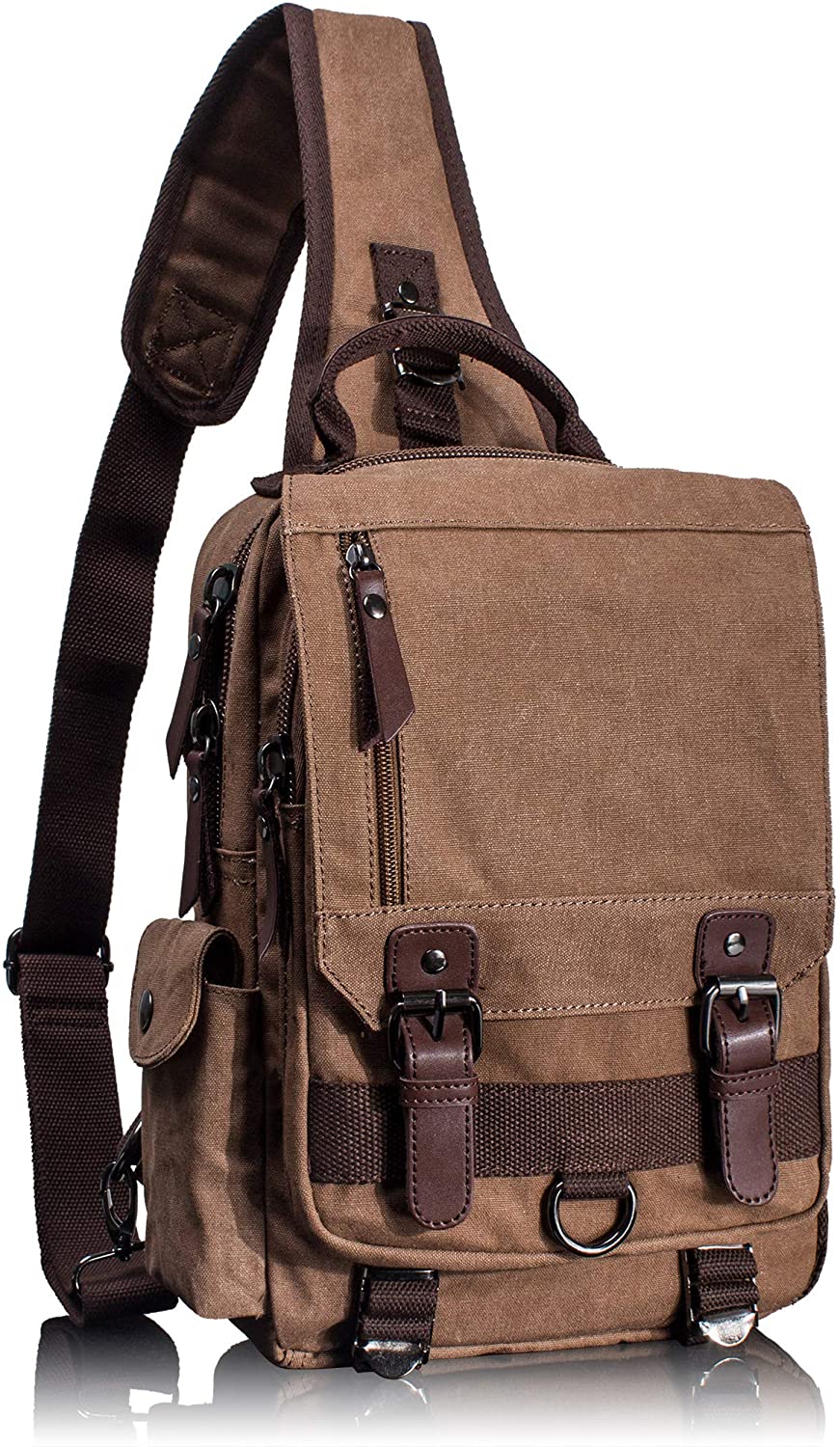 Leaper Canvas Messenger Bag Sling Bag Cross Body Bag Shoulder Bag Black, L