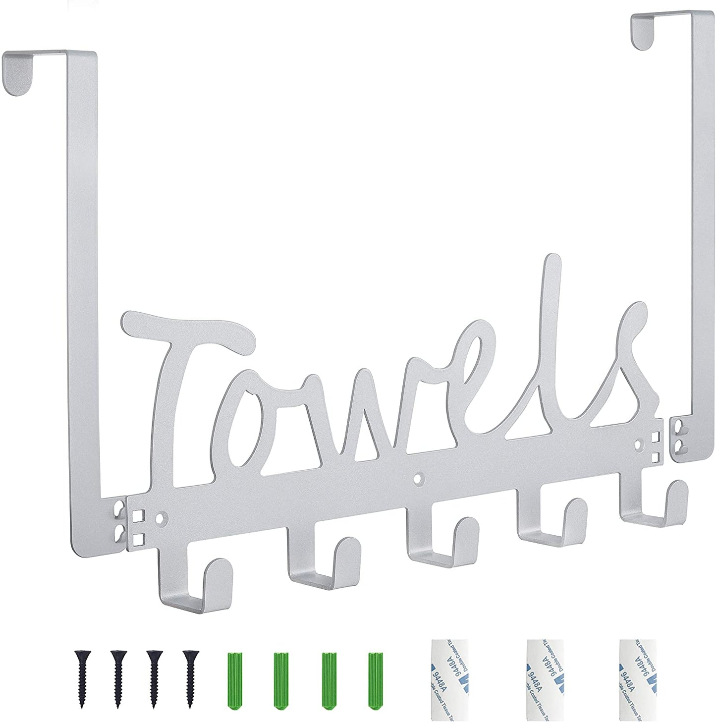 Towel Holder Bath Over The Door 5 Hooks Organizer Rack Heavy-Duty Organizer for Towel, Robe, Coat, Bag