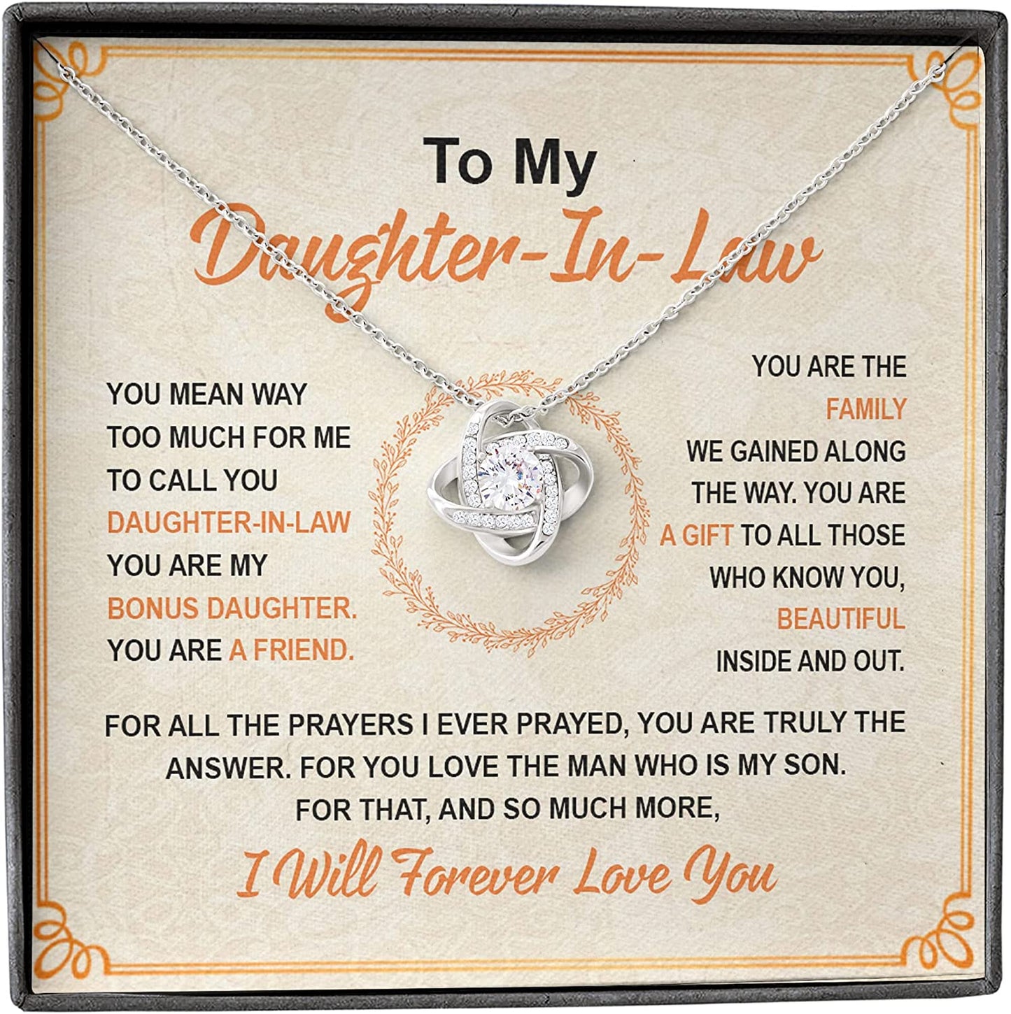 Daughter In Law Gift Ideas - To My Daughter In Law Necklace, Gifts For Daughter In Law From Mother In Law On Wedding Day, Birthday, Mothers Day, Christmas, Jewelry Gifts For Future Daughter In Law