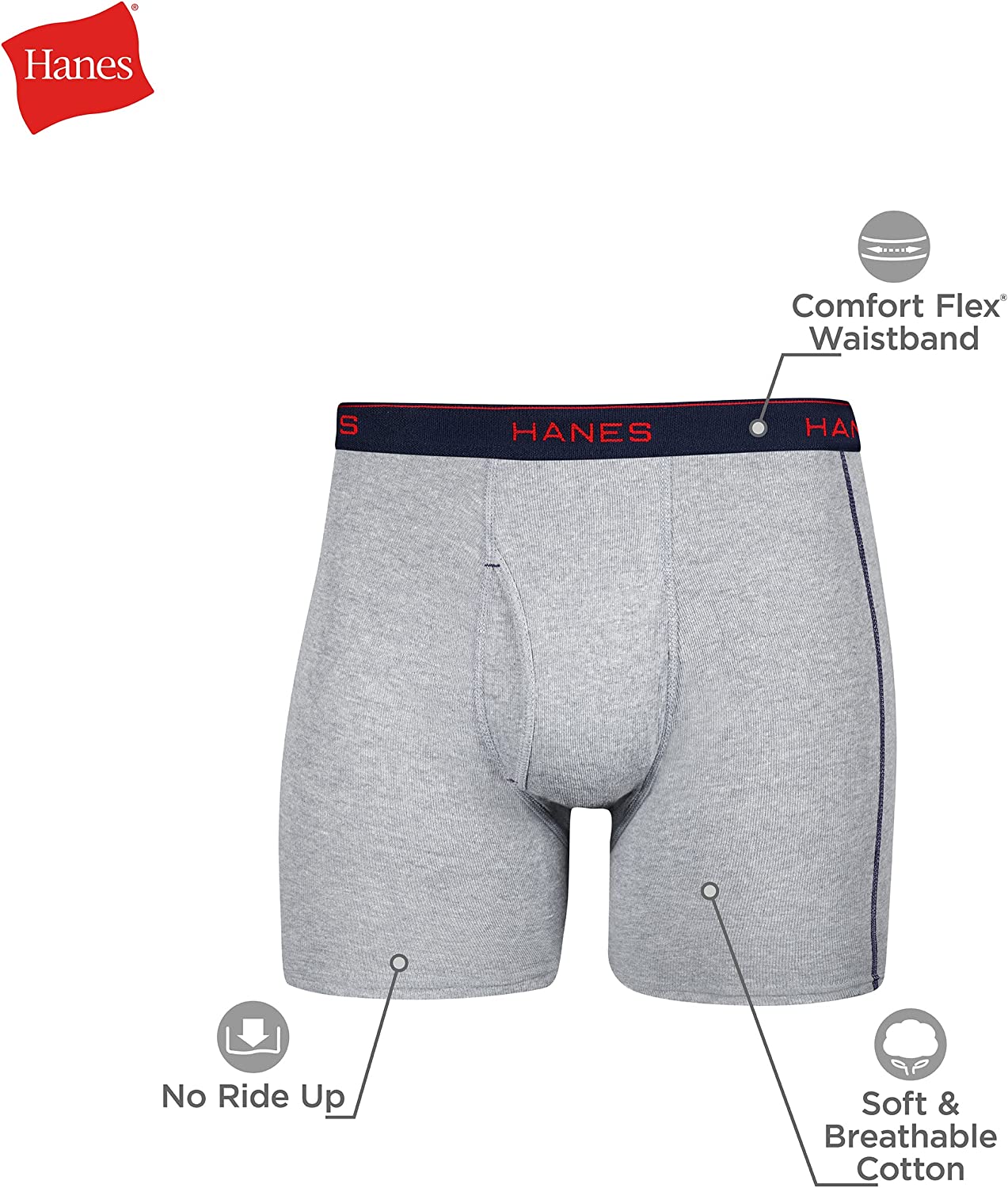 Men's Underwear Boxer Briefs, Cool Dri Moisture-Wicking Underwear, Cotton No-Ride-Up for Men, Multi-packs Available
