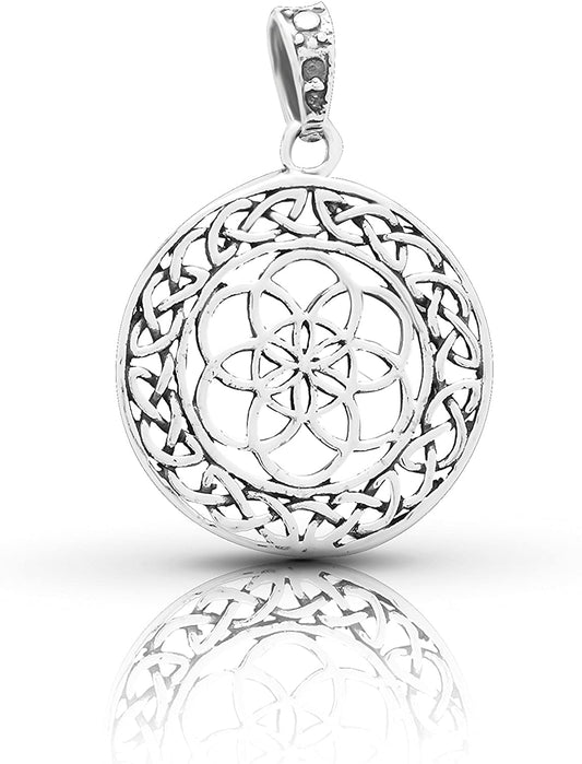 Seed of Life Pendant Sterling Silver 925 Size 1" Diameter Sacred Geometry Yoga Jewelry