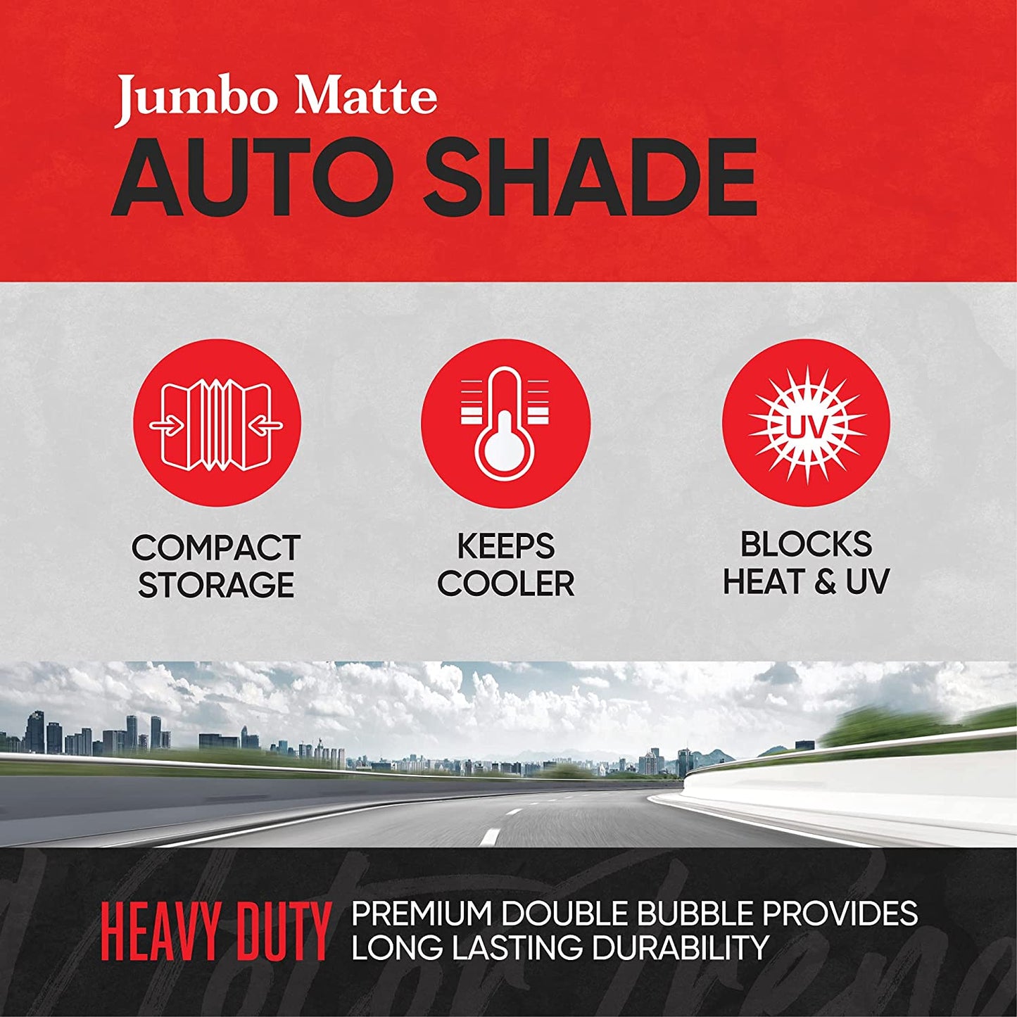 Front Windshield Sun Shade - Jumbo Accordion Folding Auto Sunshade for Car Truck SUV - Blocks UV Rays Sun Visor Protector - Keeps Your Vehicle Cool - 66 x 27 Inch