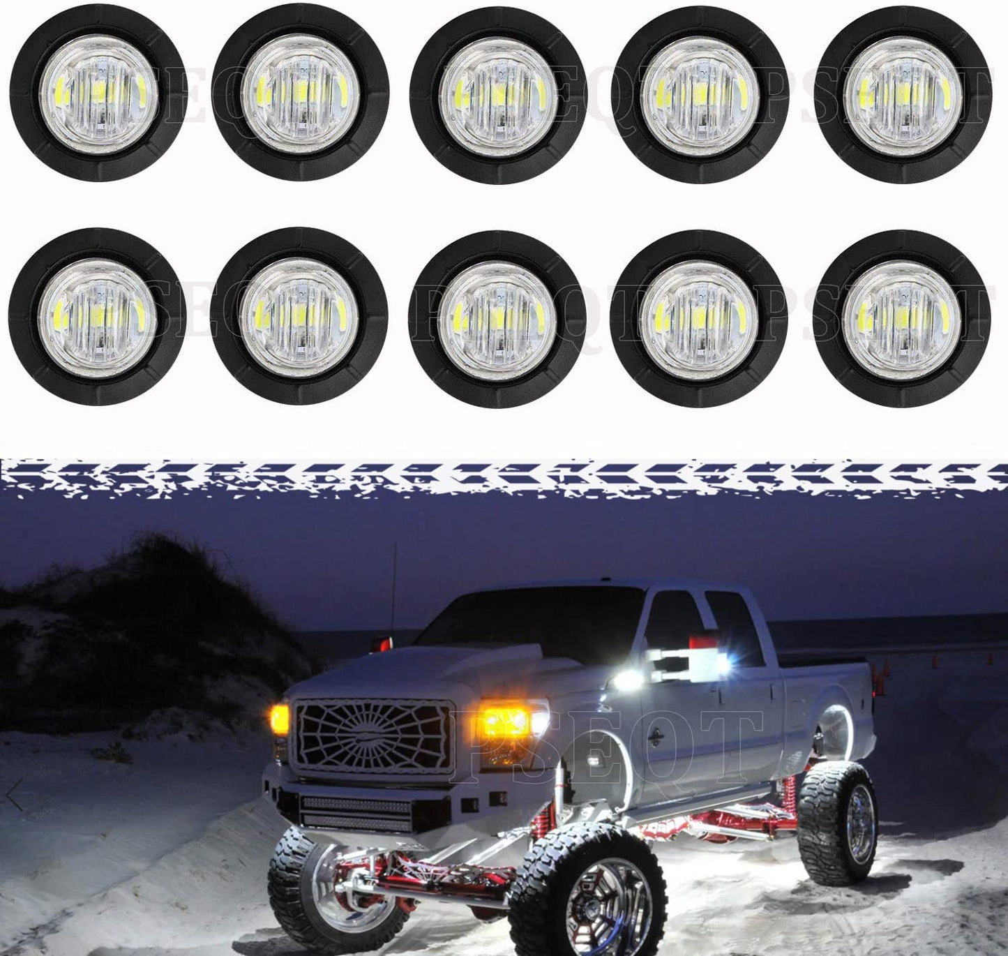 3/4" LED Rock Lights Round Underglow Wheel Fender Side Marker Clearance Lights with Bullet Grommets Waterproof for Trailer Golf Cart Offroad Wrangler Truck RV UTV ATV (Blue, 10Pcs)