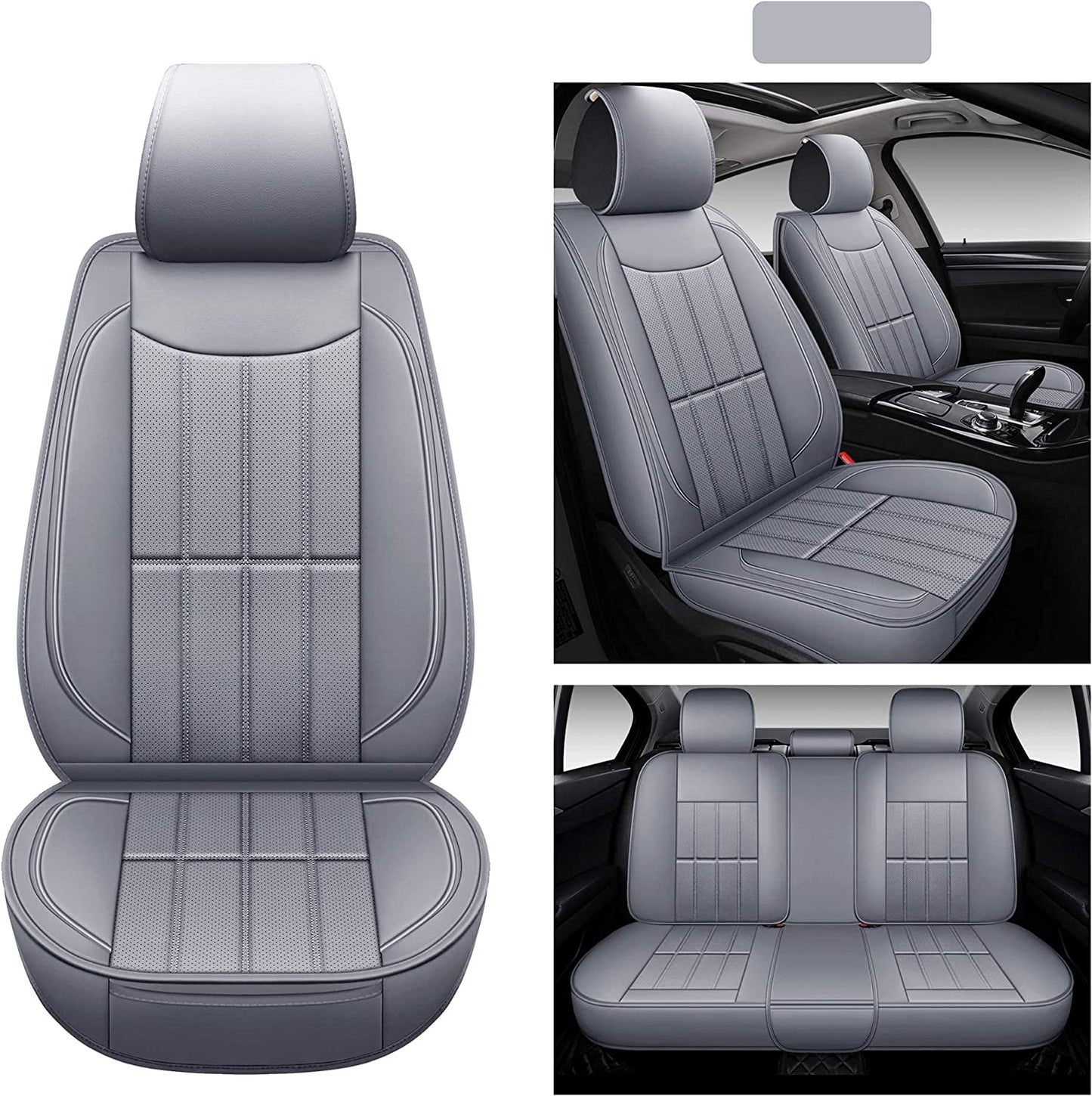 Car Seat Covers, Leatherette Automotive Vehicle Cushion Cover for Cars SUV Pick-up Truck, Universal Non-Slip Vehicle Cushion Cover Waterproof Protectors Interior Accessories, Front Pair