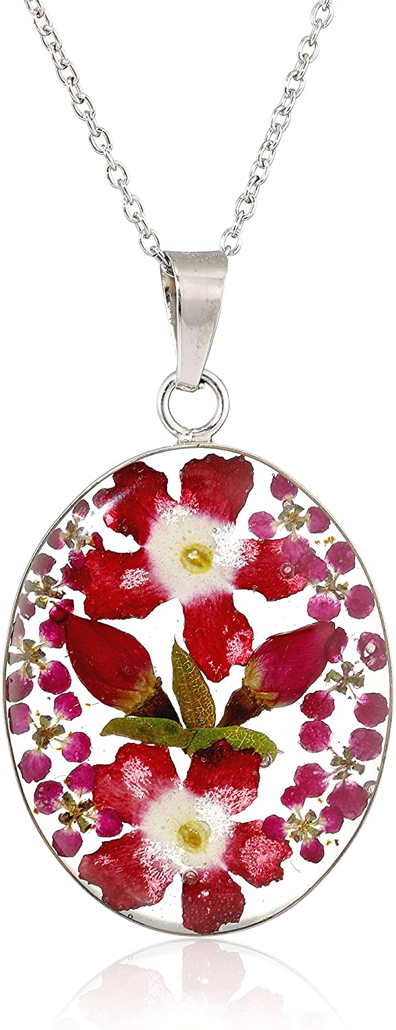 Collection Sterling Silver/Gold Over Sterling Silver Pressed Flower Pendant Necklace