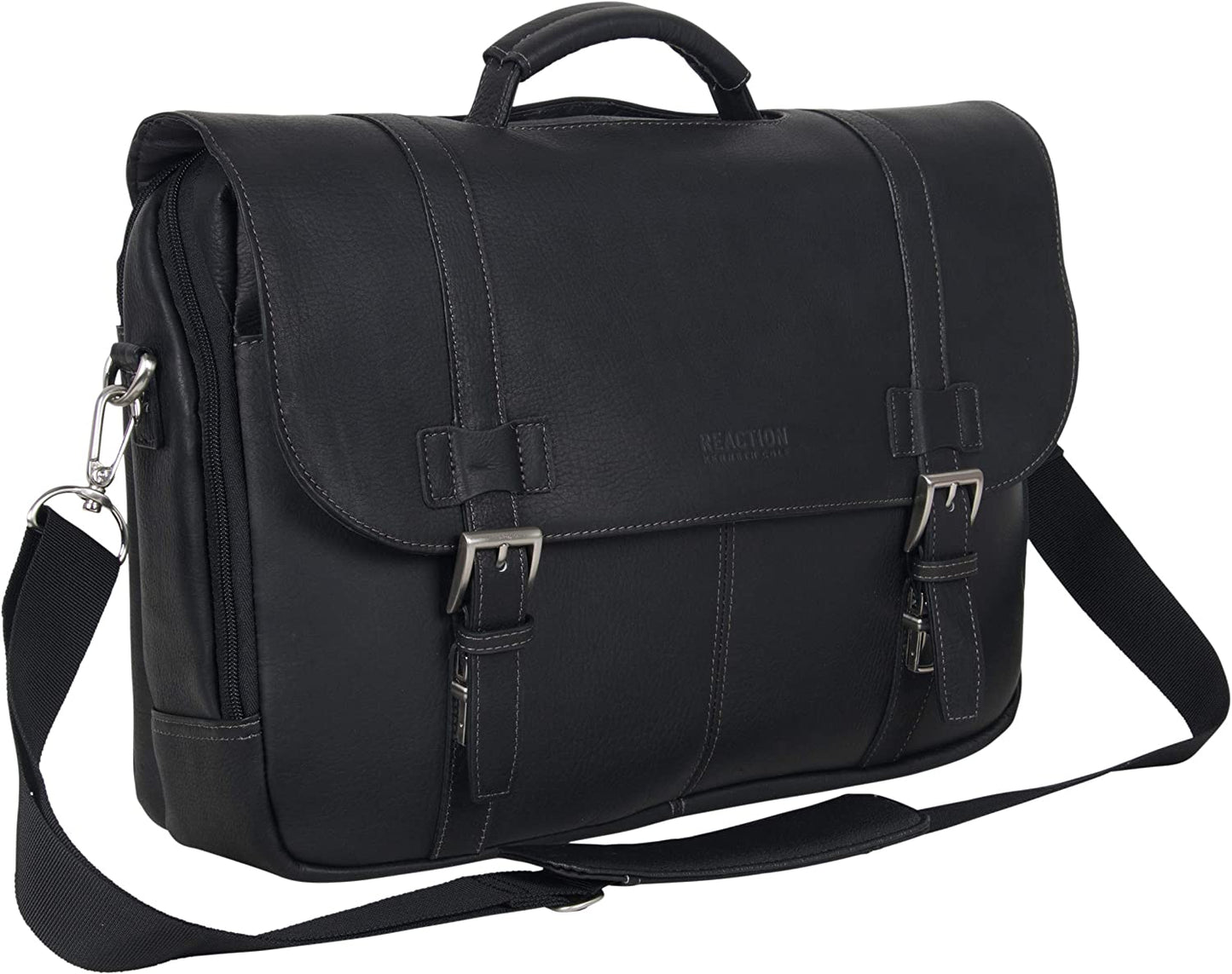 Show Business Messenger Briefcase Colombian Leather 16” Laptop Computer Portfolio Satchel Work Bag, Dark Brown, One Size