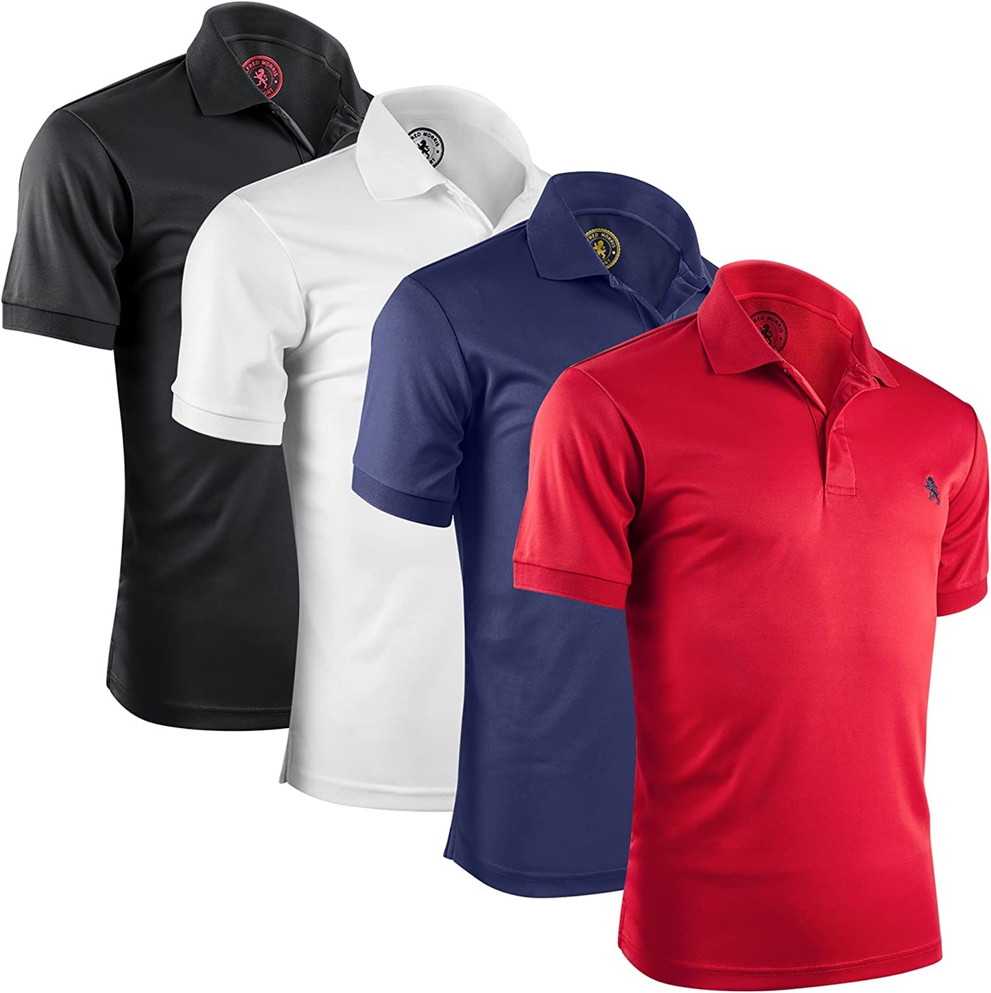 Mens Striped Short Sleeve Polo Shirts 4 Pack