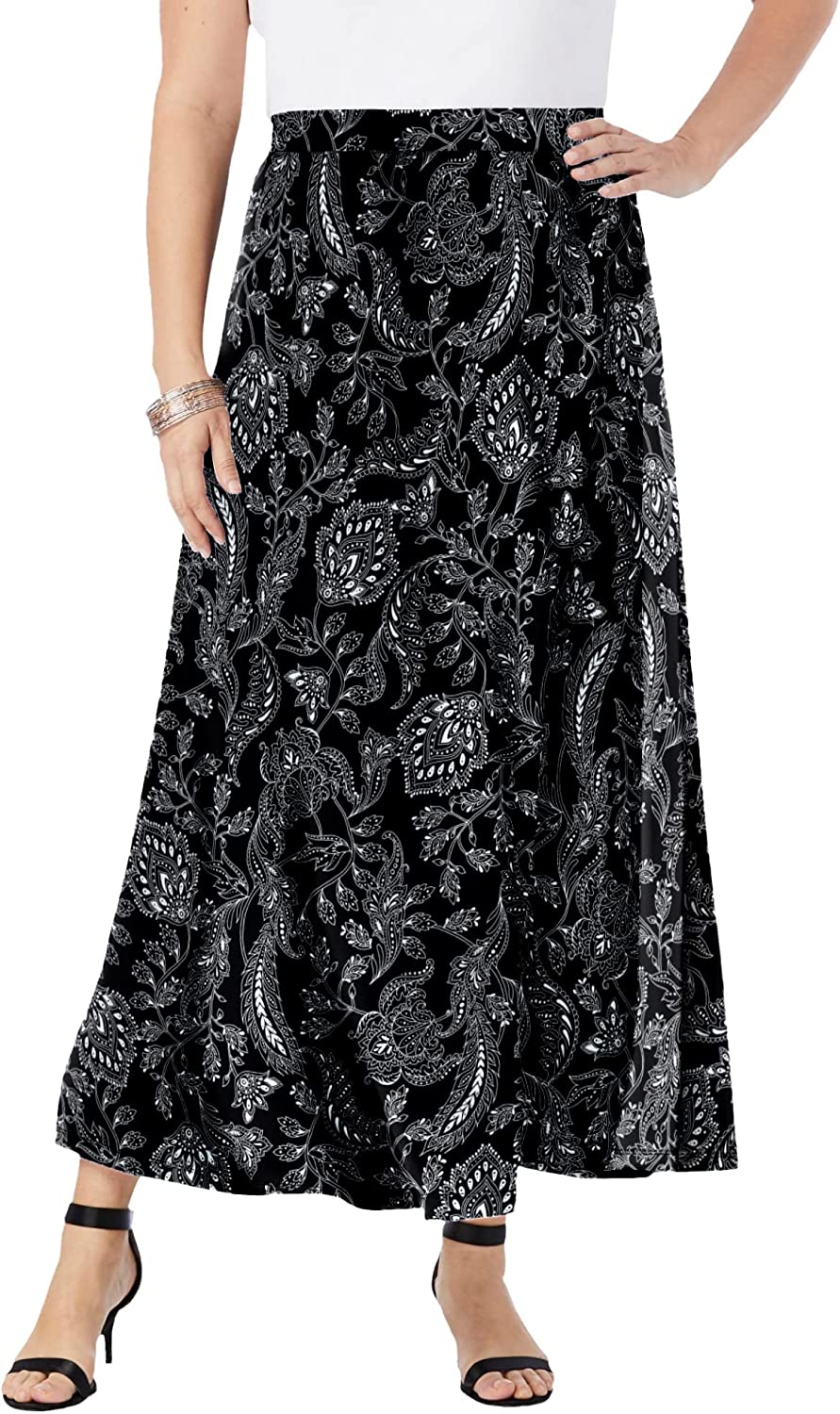 Women's Plus Size Ultrasmooth Fabric Maxi Skirt Stretch Jersey Long Length