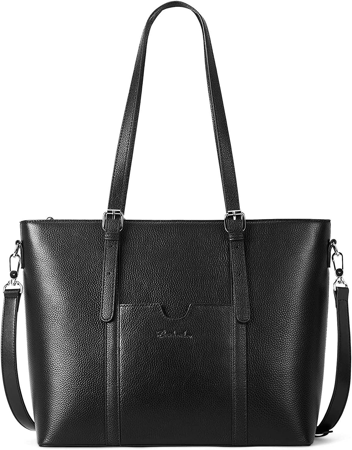 Women Leather Laptop Tote Office Shoulder Handbag Vintage Briefcase 15.6 inch Computer Work Purse