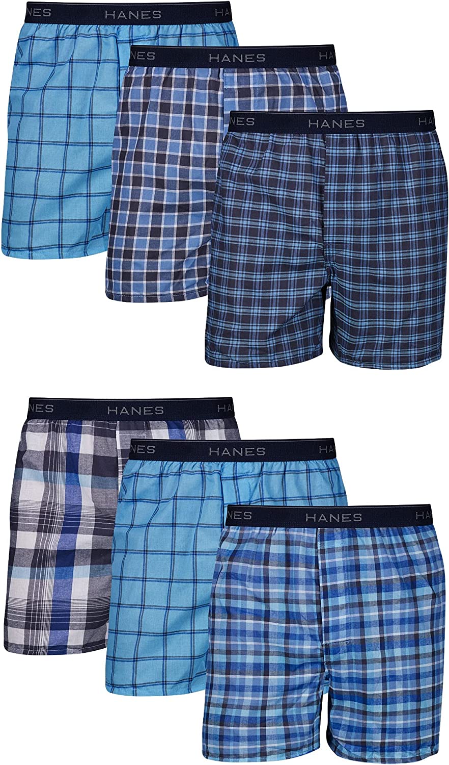 Ultimate Men's Woven Boxers Pack, Moisture-Wicking Plaid Boxers, Cotton-Blend Boxers, Multipack (Colors May Vary)