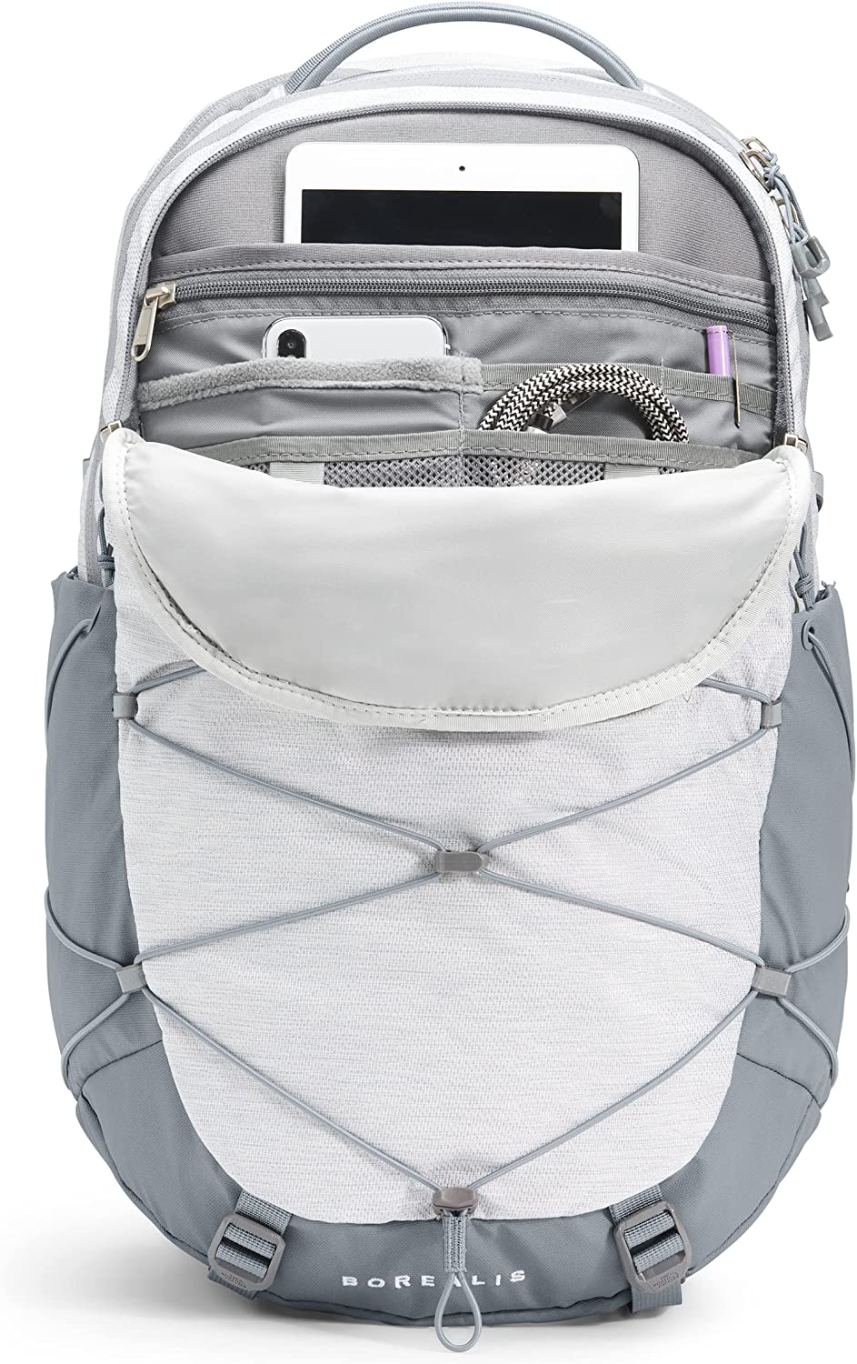 Women's Borealis School Laptop Backpack, TNF White Metallic Mélange/Mid Grey, One Size