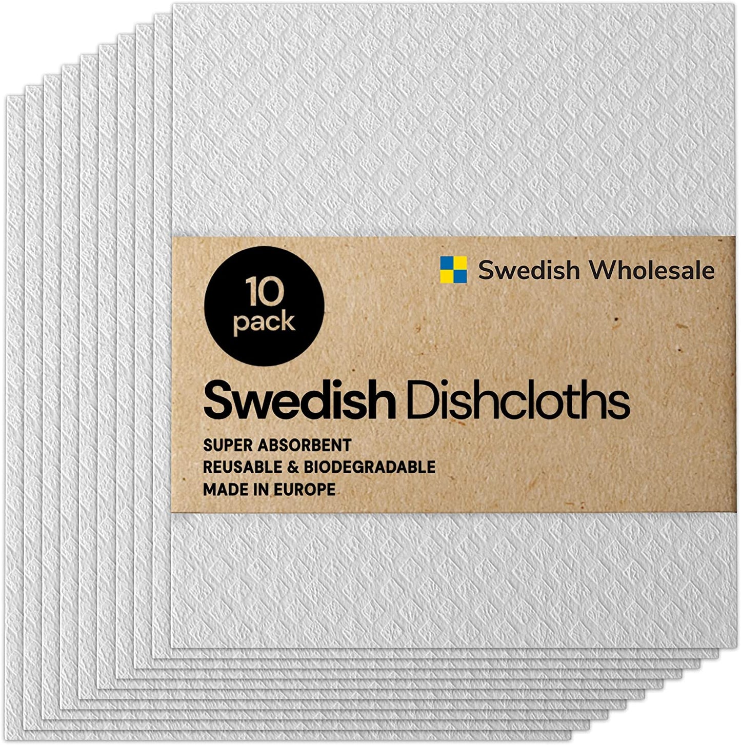 Swedish Wholesale Swedish Dish Cloths - 10 Pack Reusable, Absorbent Hand Towels for Kitchen, Counters & Washing Dishes - Cellulose Sponge Cloth - Eco Friendly Gifts - Assorted
