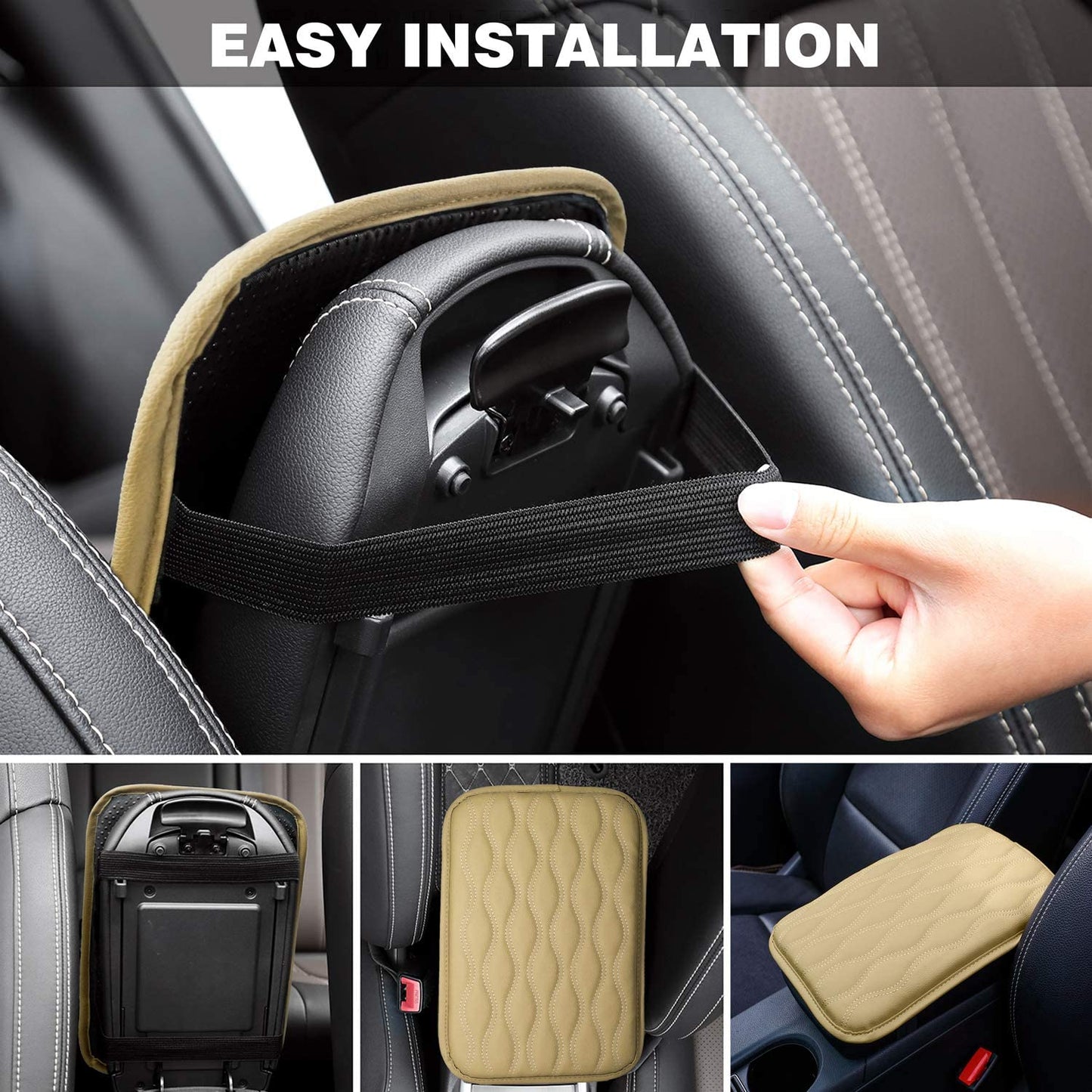 Universal Center Console Cover for Most Vehicle, SUV, Truck, Car, Waterproof Armrest Cover Center Console Pad, Car Armrest Seat Box Cover Protector (Beige)