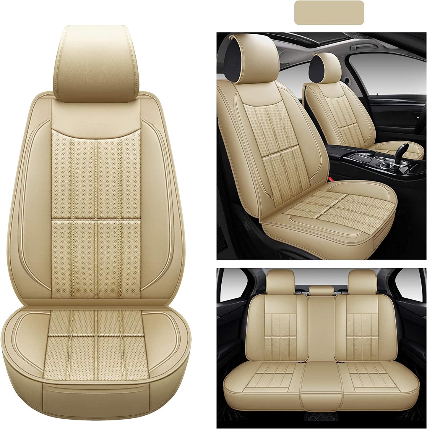 Car Seat Covers, Leatherette Automotive Vehicle Cushion Cover for Cars SUV Pick-up Truck, Universal Non-Slip Vehicle Cushion Cover Waterproof Protectors Interior Accessories, Front Pair