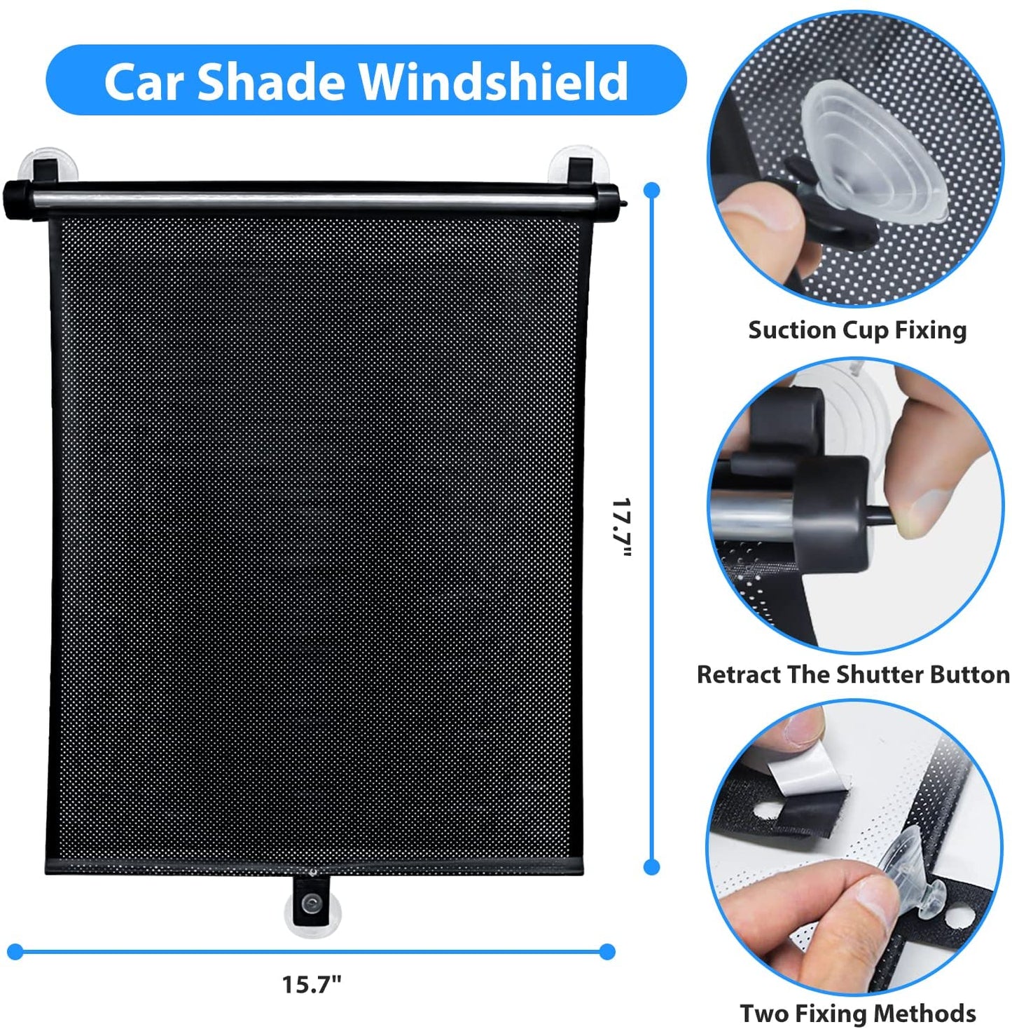 Car Window Shades,2 Pack Side Window Shade for Car,Breathable Foldable Retractable Mesh Car Sun Shade Protects Baby,Kids,Pets from Sun Glare and UV Rays(Black)