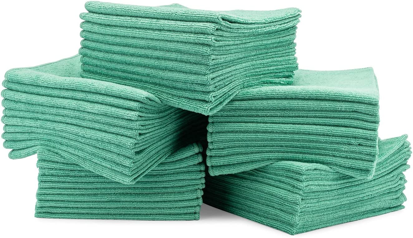 16" x 16" Economy All Purpose Microfiber Towels - 50 Pack - Reusable Wash Cloths, Dust, Kitchen, Car, Shop Rags for Cleaning (Red)