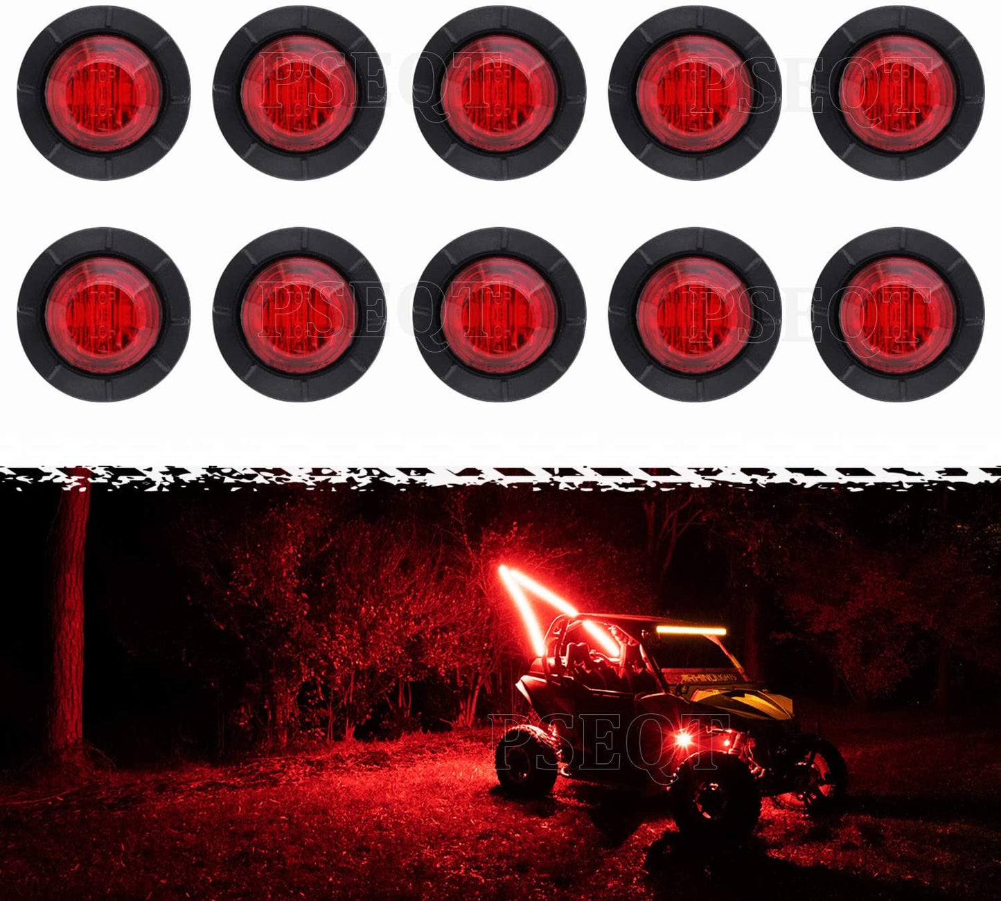 3/4" LED Rock Lights Round Underglow Wheel Fender Side Marker Clearance Lights with Bullet Grommets Waterproof for Trailer Golf Cart Offroad Wrangler Truck RV UTV ATV (Blue, 10Pcs)