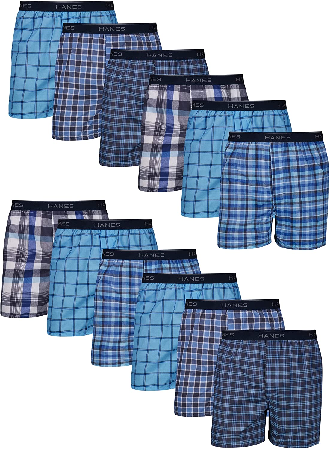 Ultimate Men's Woven Boxers Pack, Moisture-Wicking Plaid Boxers, Cotton-Blend Boxers, Multipack (Colors May Vary)