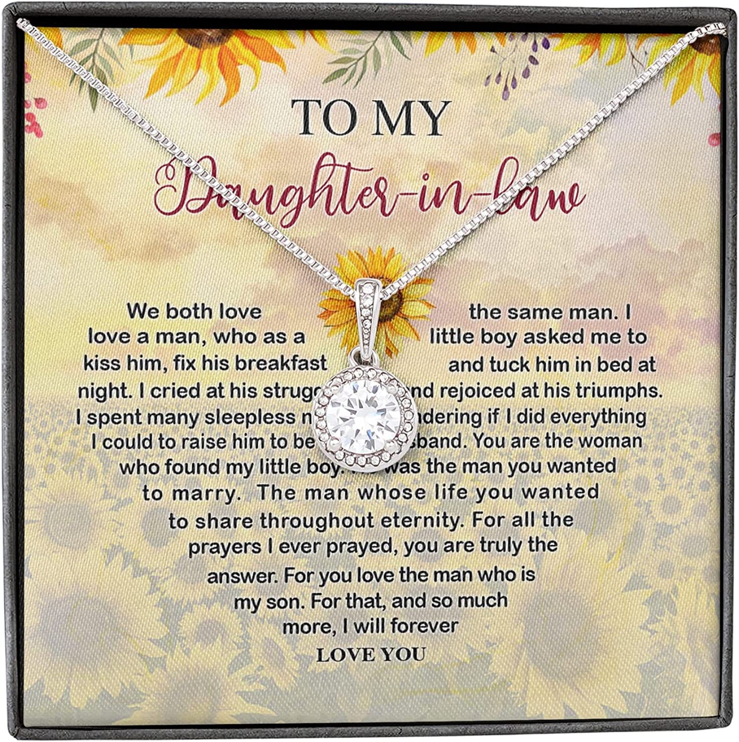 Daughter In Law Gift Ideas - To My Daughter In Law Necklace, Gifts For Daughter In Law From Mother In Law On Wedding Day, Birthday, Mothers Day, Christmas, Jewelry Gifts For Future Daughter In Law