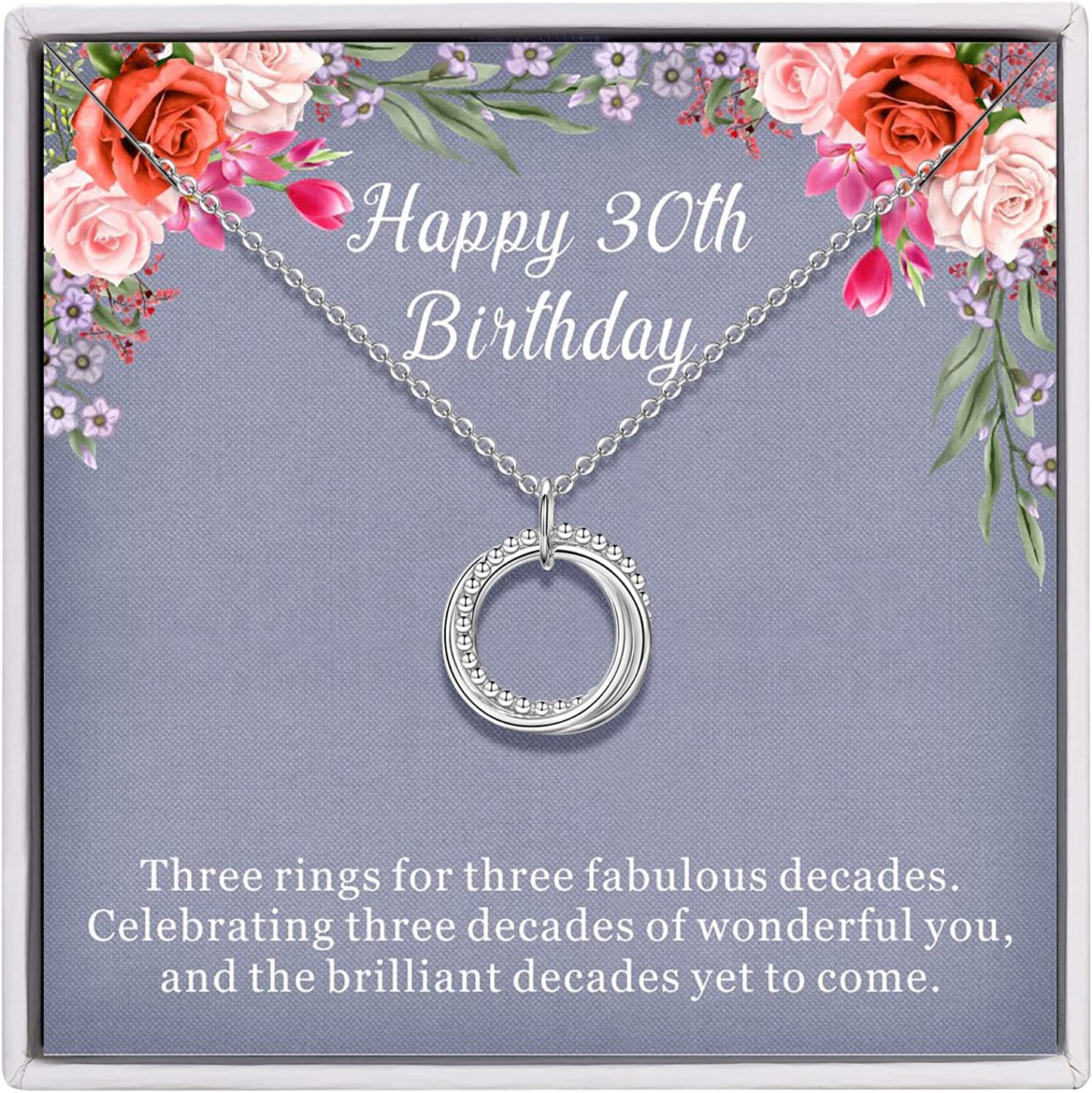 Birthday Gifts for Women, 30th 40th 50th 60th 70th 80th 90th Birthday Gifts for Women 925 Sterling Silver 3 4 5 6 7 8 9 Decades Birthday Gifts for Her Jewelry for Women