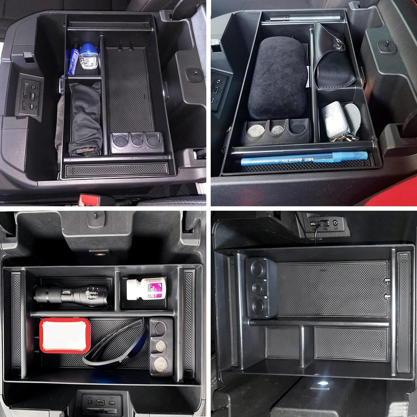 Center Console Organizer Tray fits for 2019-2022 GMC Sierra/Chevy Silverado 1500 Accessories 2020-2021 2022 Chevy Silverado/GMC Sierra 2500 HD/3500 HD -Full Center Console Models Only(Black)