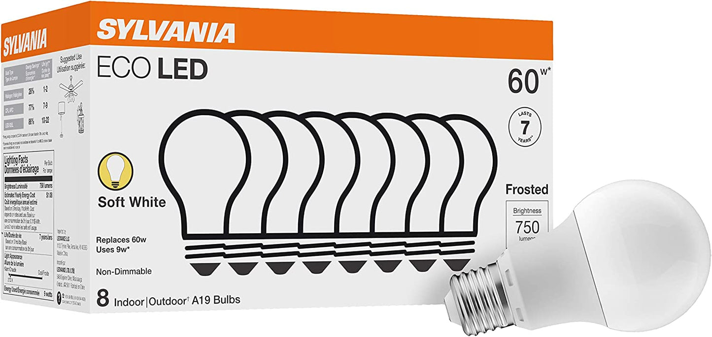 A19 Light Bulb, 75W Equivalent, Efficient 12W, Frosted Finish, 1100 Lumens, Bright White - 4 Pack (78099)