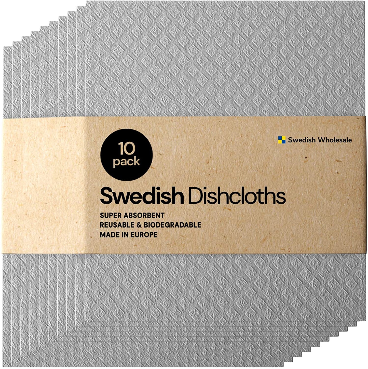 Swedish Wholesale Swedish Dish Cloths - 10 Pack Reusable, Absorbent Hand Towels for Kitchen, Counters & Washing Dishes - Cellulose Sponge Cloth - Eco Friendly Gifts - Assorted