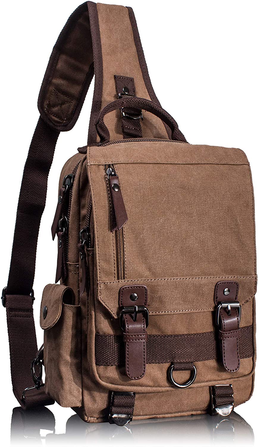 Leaper Canvas Messenger Bag Sling Bag Cross Body Bag Shoulder Bag Black, L