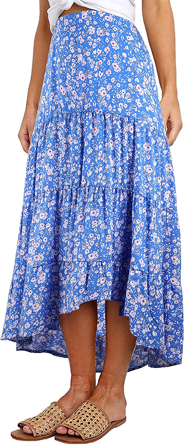 Women's Ditzy Floral Midi Boho Elastic High Waist Skirt