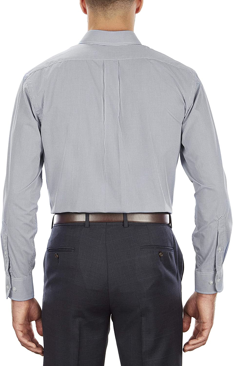 Heusen Men's Regular Fit Gingham Button Down Collar Dress Shirt