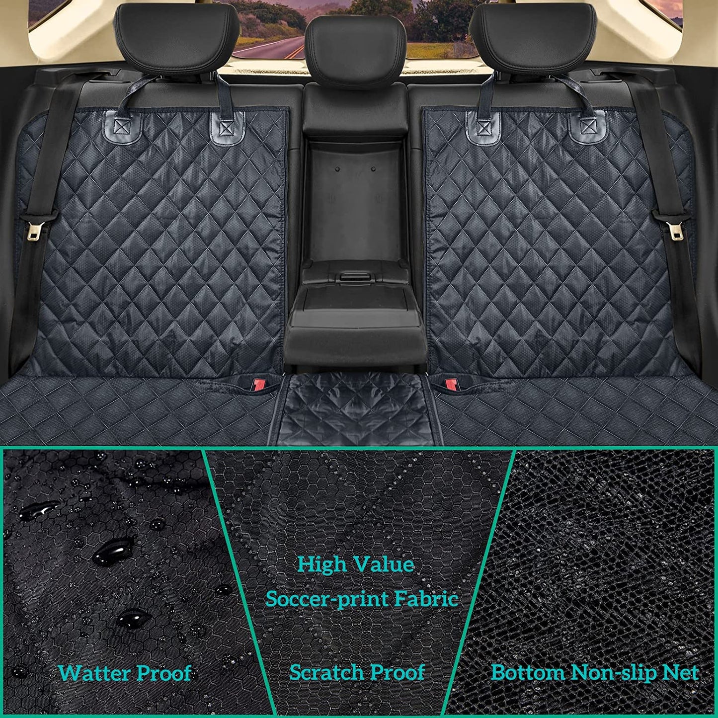 Dog Car Seat Cover for Back Seat Cover for Kids,Non Stick Fur Rear Seat Protector for Pet,Nonslip Waterproof Durable Universal Fit Interior Backseat Covers for Auto Van SUV
