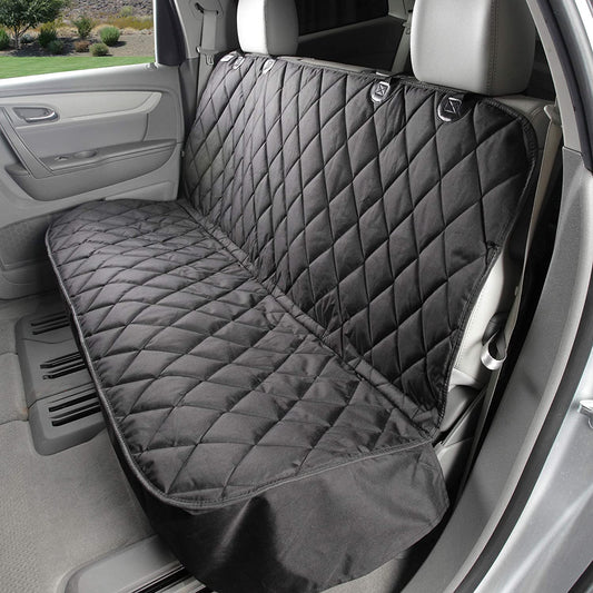 Dog Seat Cover Without Hammock for Cars, SUVs, and Small Trucks - Heavy Duty, Non Slip, Waterproof (Black)