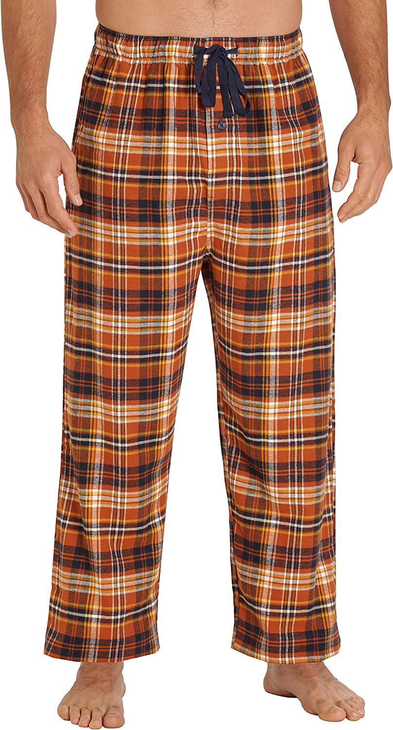 Sleepwear Mens Flannel Pajama Pants, Long 100% Cotton Pj Bottoms