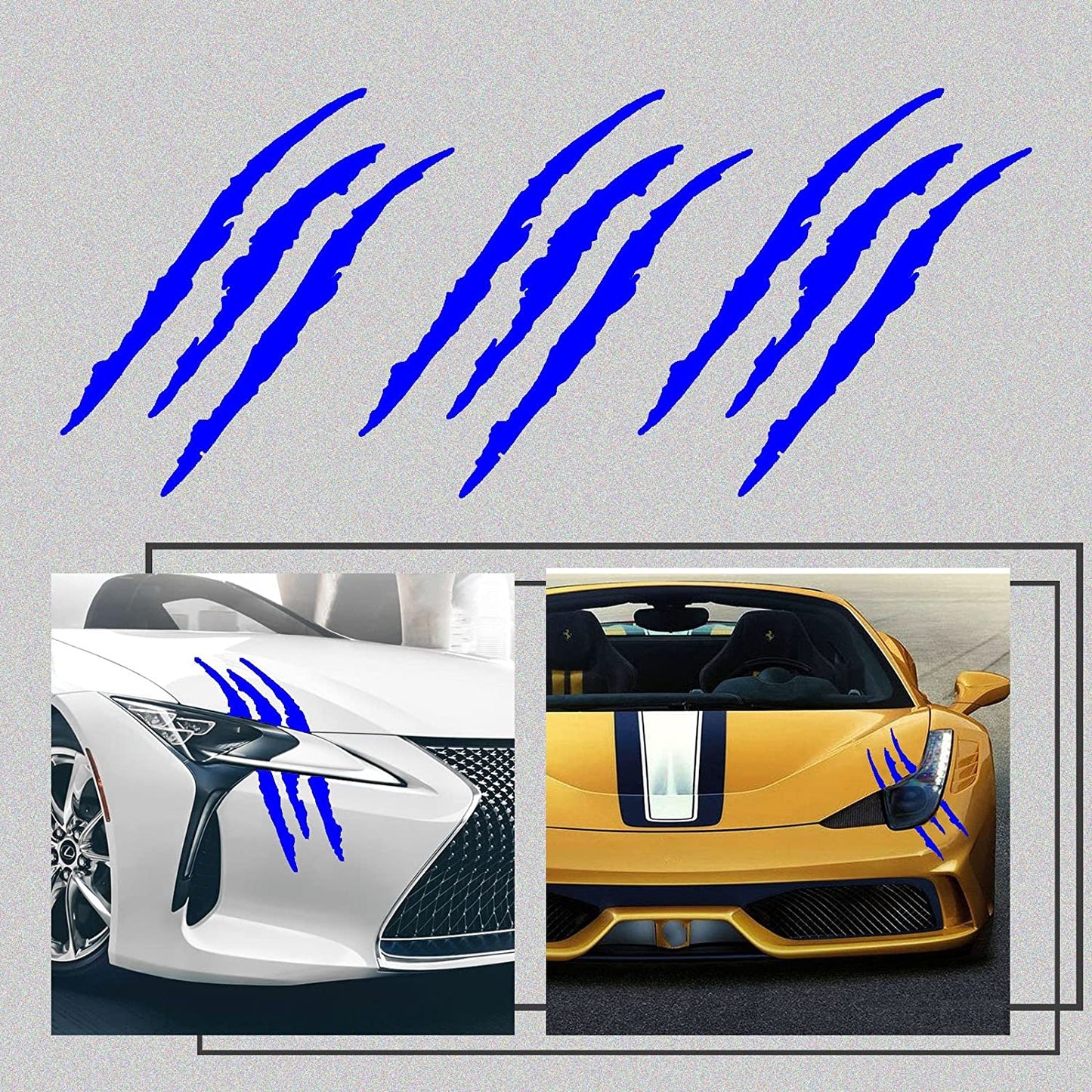 2 Piece Car Decal Sticker,Claw Marks Headlight Marks Decal,Vinyl car Exterior Accessories Decal Uniserval Fit Blue