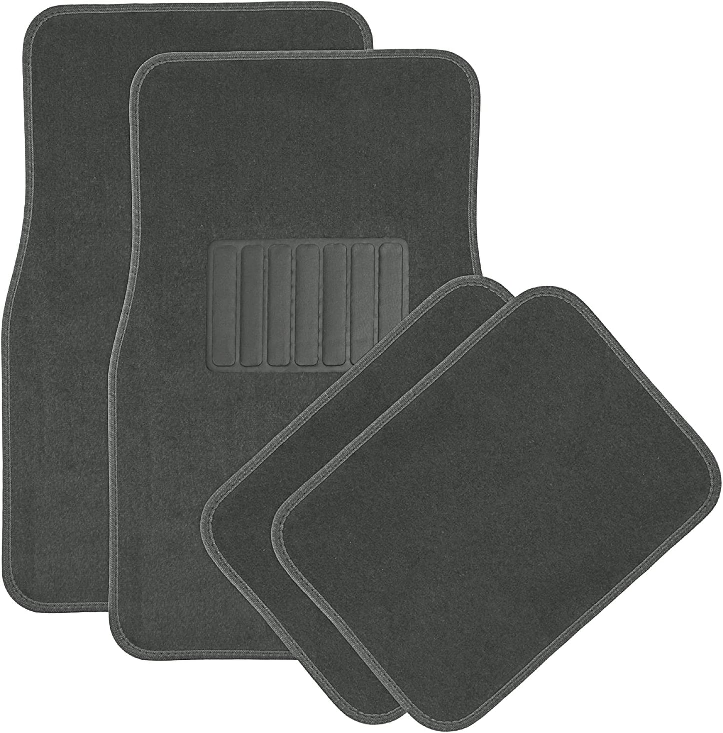 4 Piece Luxe Carpet-Floor-Mats Set for Car - Rubber-Lined All-Weather Heavy-Duty Protection for All Vehicles, Charcoal
