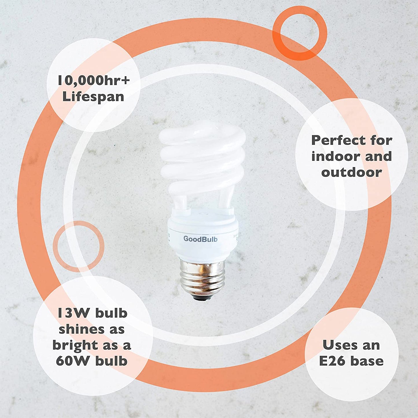 13 Watt Compact Fluorescent Bulb - Warm White Light Bulb - Ultra Mini Spiral CFL Light Bulbs - 2700K - E26 Base - 4 Pack - GoodBulb
